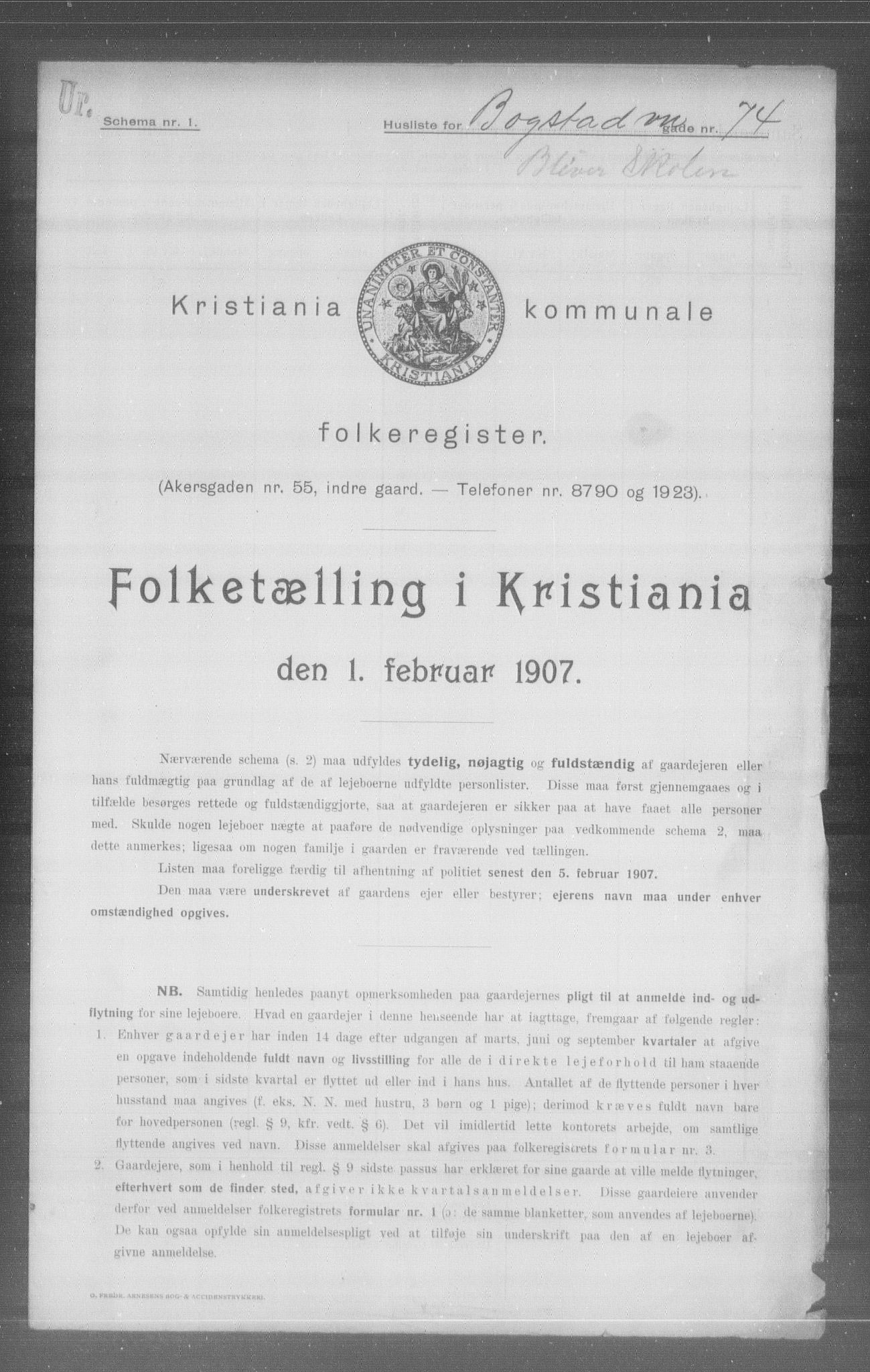 OBA, Municipal Census 1907 for Kristiania, 1907, p. 3997