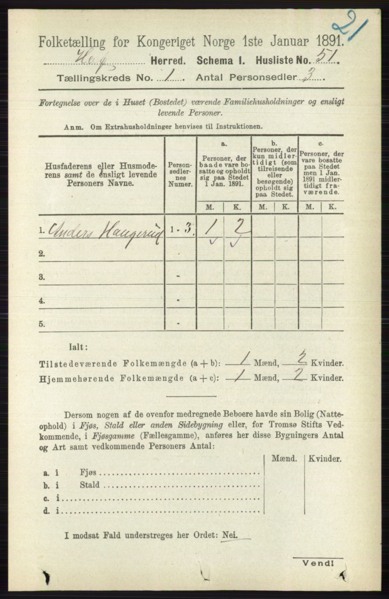 RA, 1891 census for 0714 Hof, 1891, p. 72