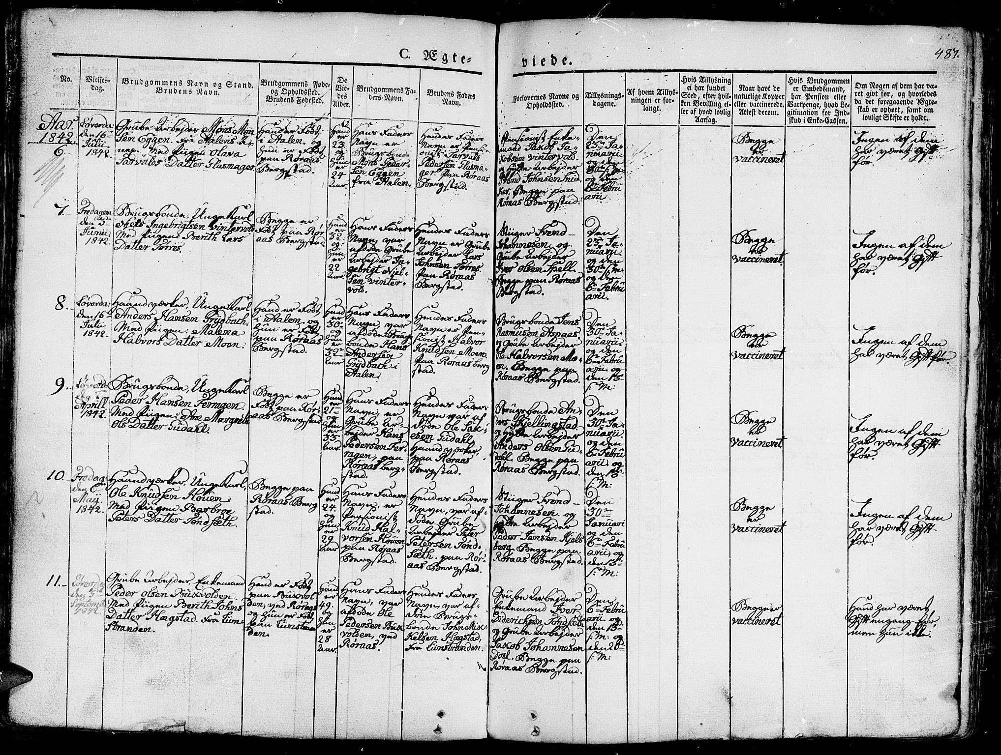 Ministerialprotokoller, klokkerbøker og fødselsregistre - Sør-Trøndelag, SAT/A-1456/681/L0939: Parish register (copy) no. 681C03, 1829-1855, p. 487