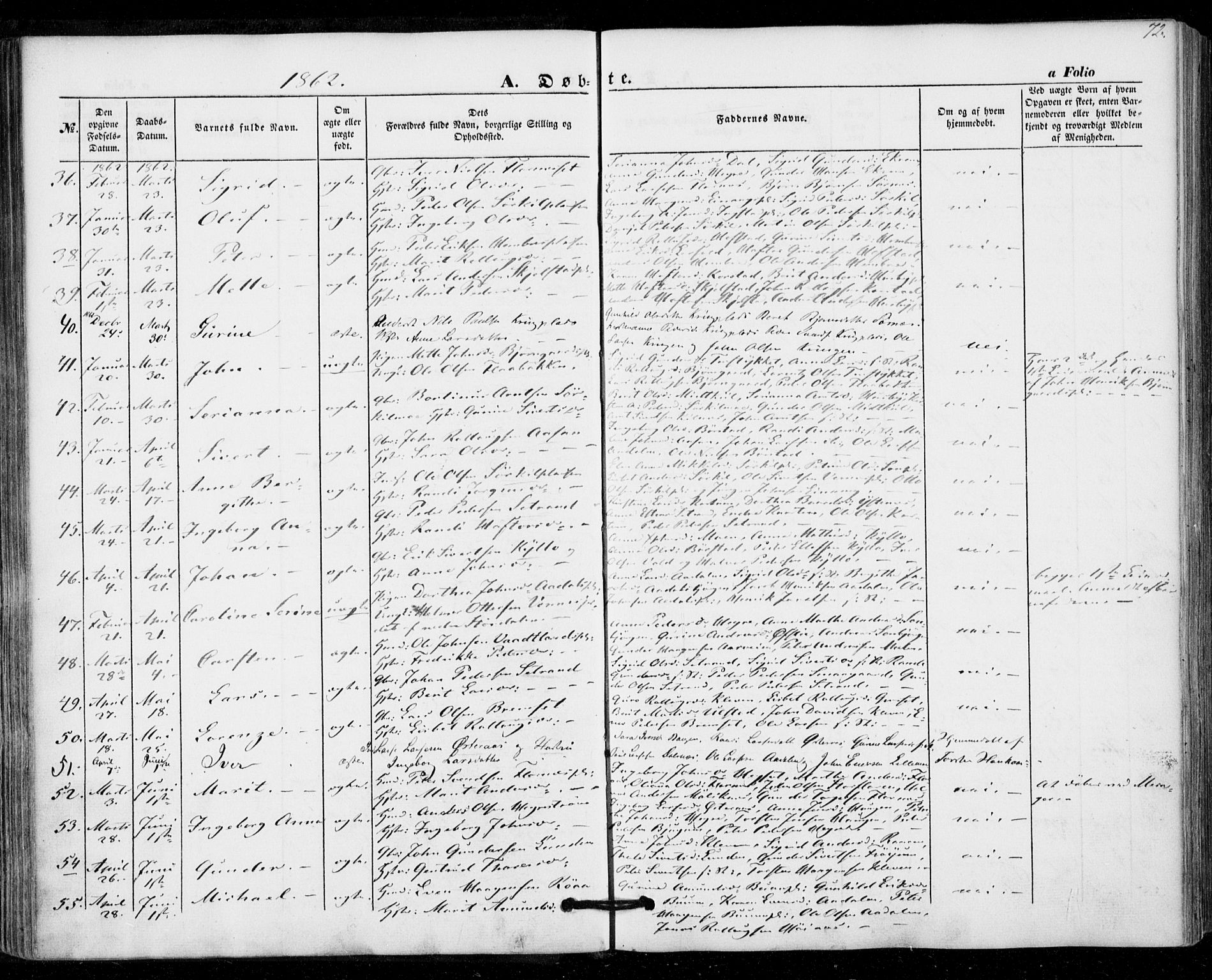 Ministerialprotokoller, klokkerbøker og fødselsregistre - Nord-Trøndelag, AV/SAT-A-1458/703/L0028: Parish register (official) no. 703A01, 1850-1862, p. 72