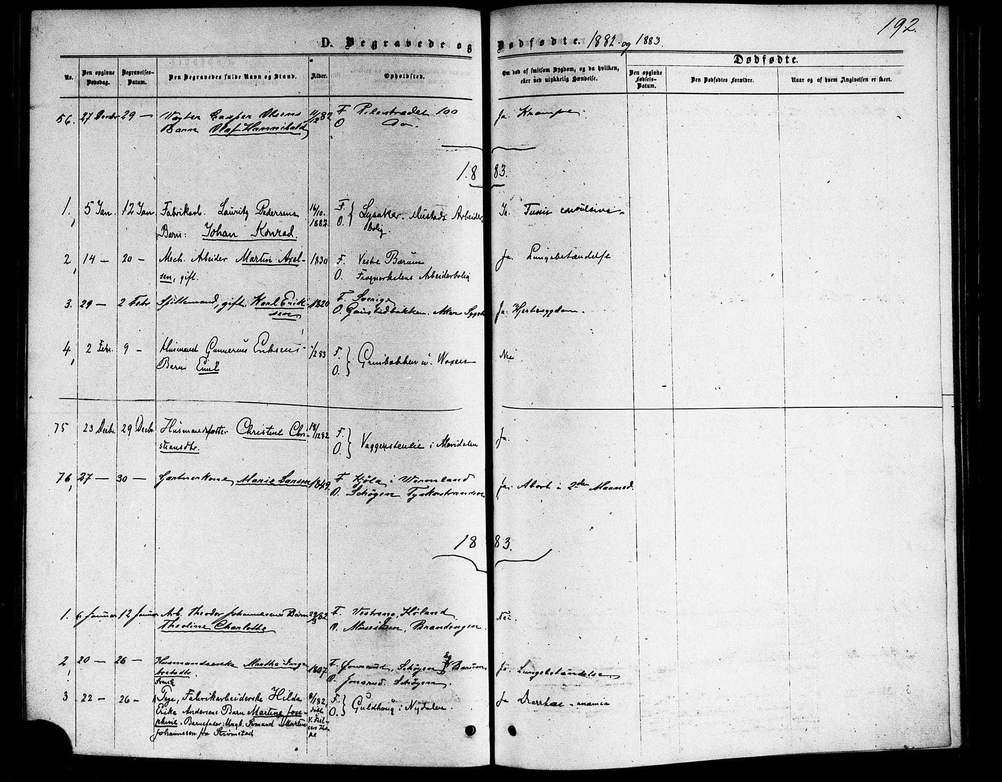 Vestre Aker prestekontor Kirkebøker, SAO/A-10025/F/Fa/L0006: Parish register (official) no. 6, 1873-1886, p. 192