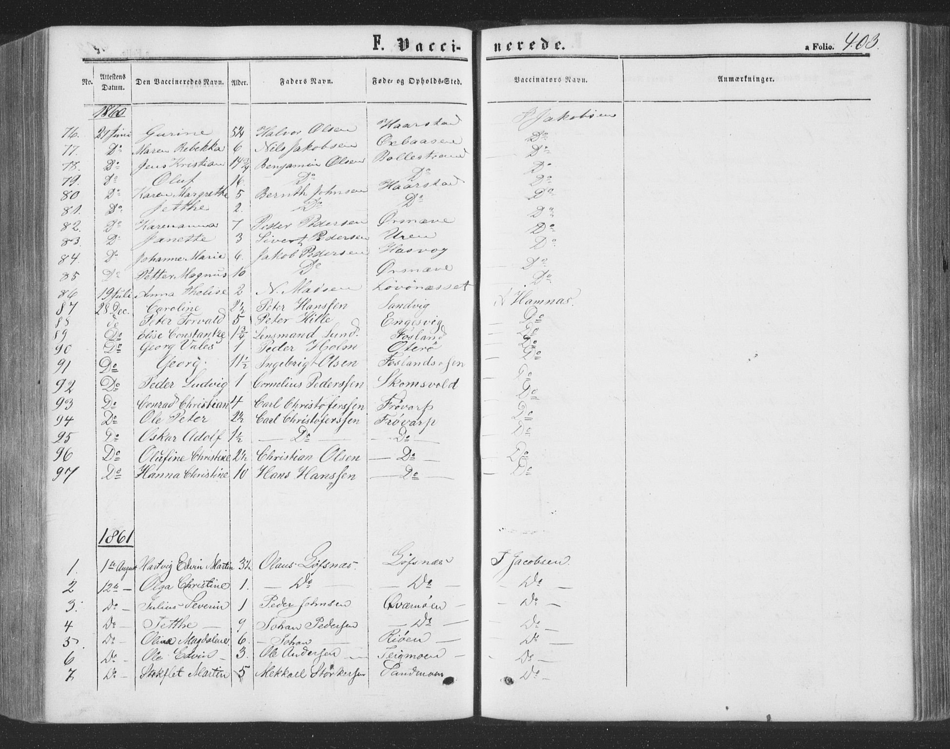 Ministerialprotokoller, klokkerbøker og fødselsregistre - Nord-Trøndelag, AV/SAT-A-1458/773/L0615: Parish register (official) no. 773A06, 1857-1870, p. 403