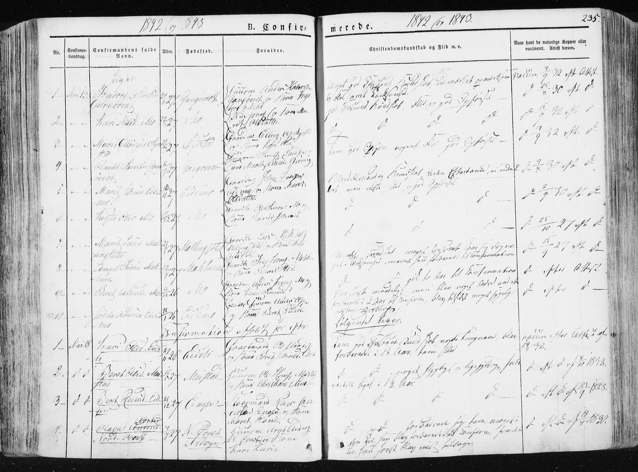 Ministerialprotokoller, klokkerbøker og fødselsregistre - Sør-Trøndelag, SAT/A-1456/665/L0771: Parish register (official) no. 665A06, 1830-1856, p. 235