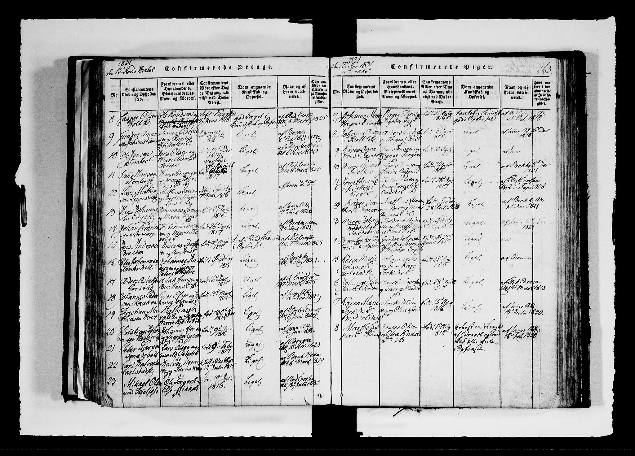 Hobøl prestekontor Kirkebøker, AV/SAO-A-2002/F/Fa/L0002: Parish register (official) no. I 2, 1814-1841, p. 263