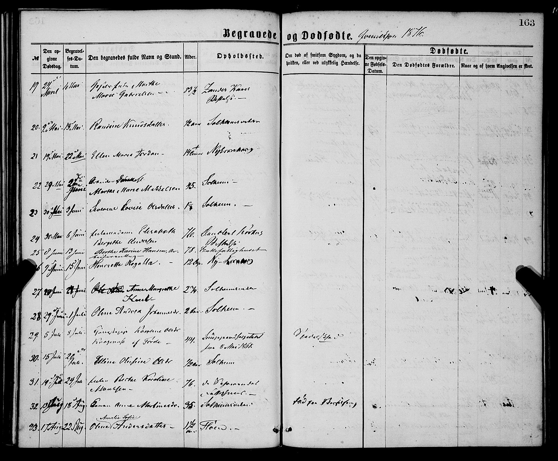 St. Jørgens hospital og Årstad sokneprestembete, AV/SAB-A-99934: Parish register (official) no. A 11, 1864-1886, p. 163