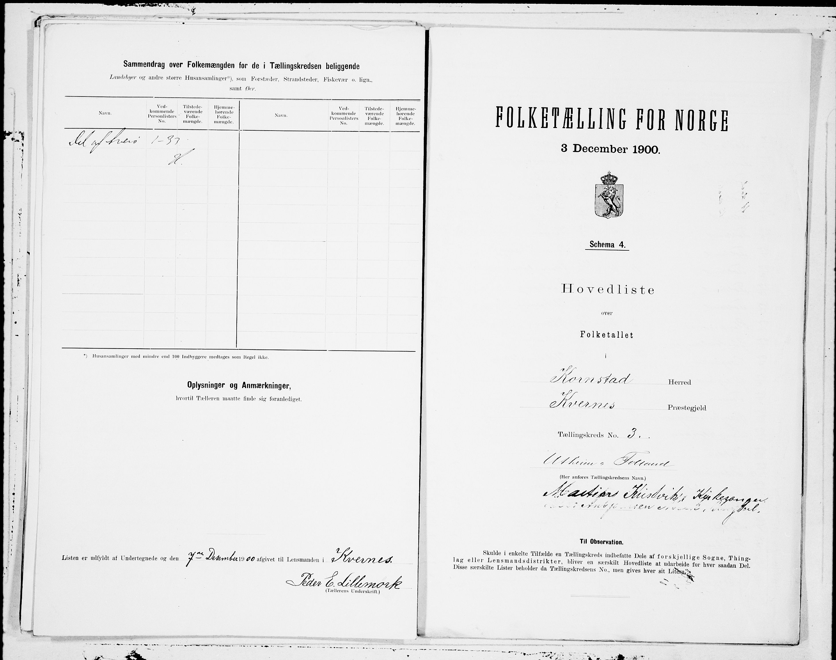 SAT, 1900 census for Kornstad, 1900, p. 6