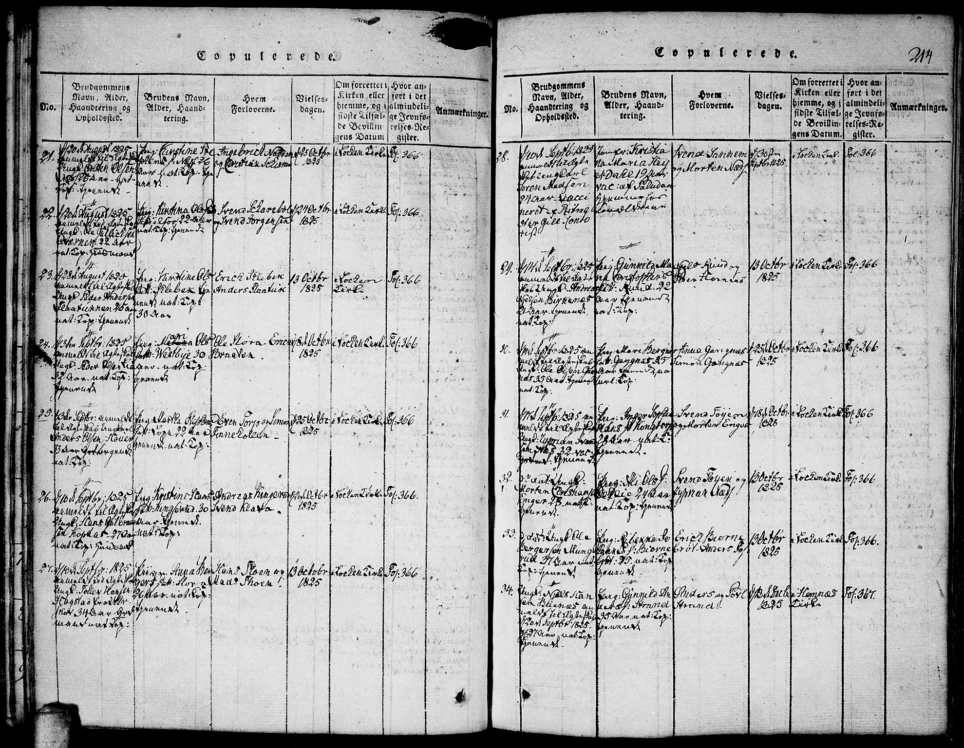 Høland prestekontor Kirkebøker, AV/SAO-A-10346a/F/Fa/L0007: Parish register (official) no. I 7, 1814-1827, p. 214