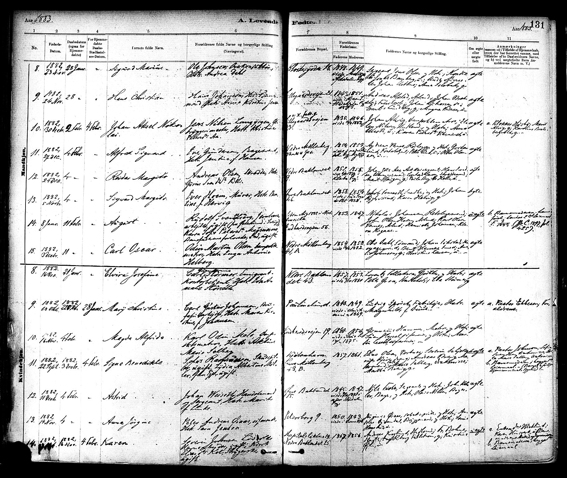 Ministerialprotokoller, klokkerbøker og fødselsregistre - Sør-Trøndelag, SAT/A-1456/604/L0188: Parish register (official) no. 604A09, 1878-1892, p. 131
