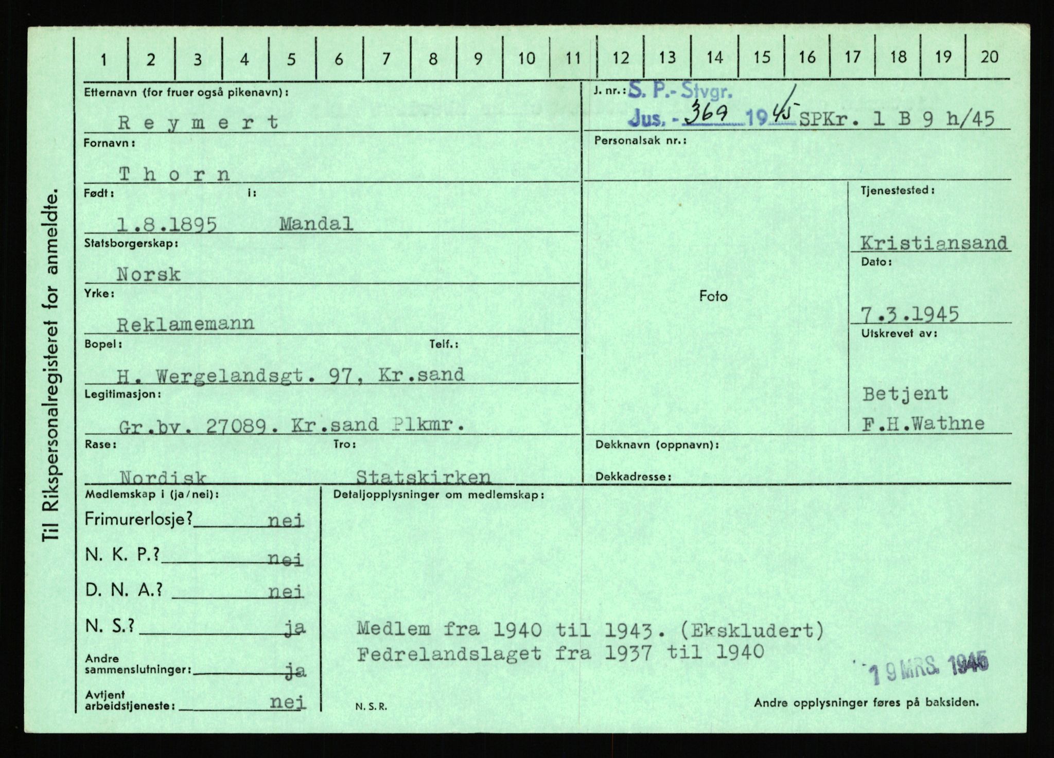 Statspolitiet - Hovedkontoret / Osloavdelingen, AV/RA-S-1329/C/Ca/L0013: Raa - Servold, 1943-1945, p. 1083