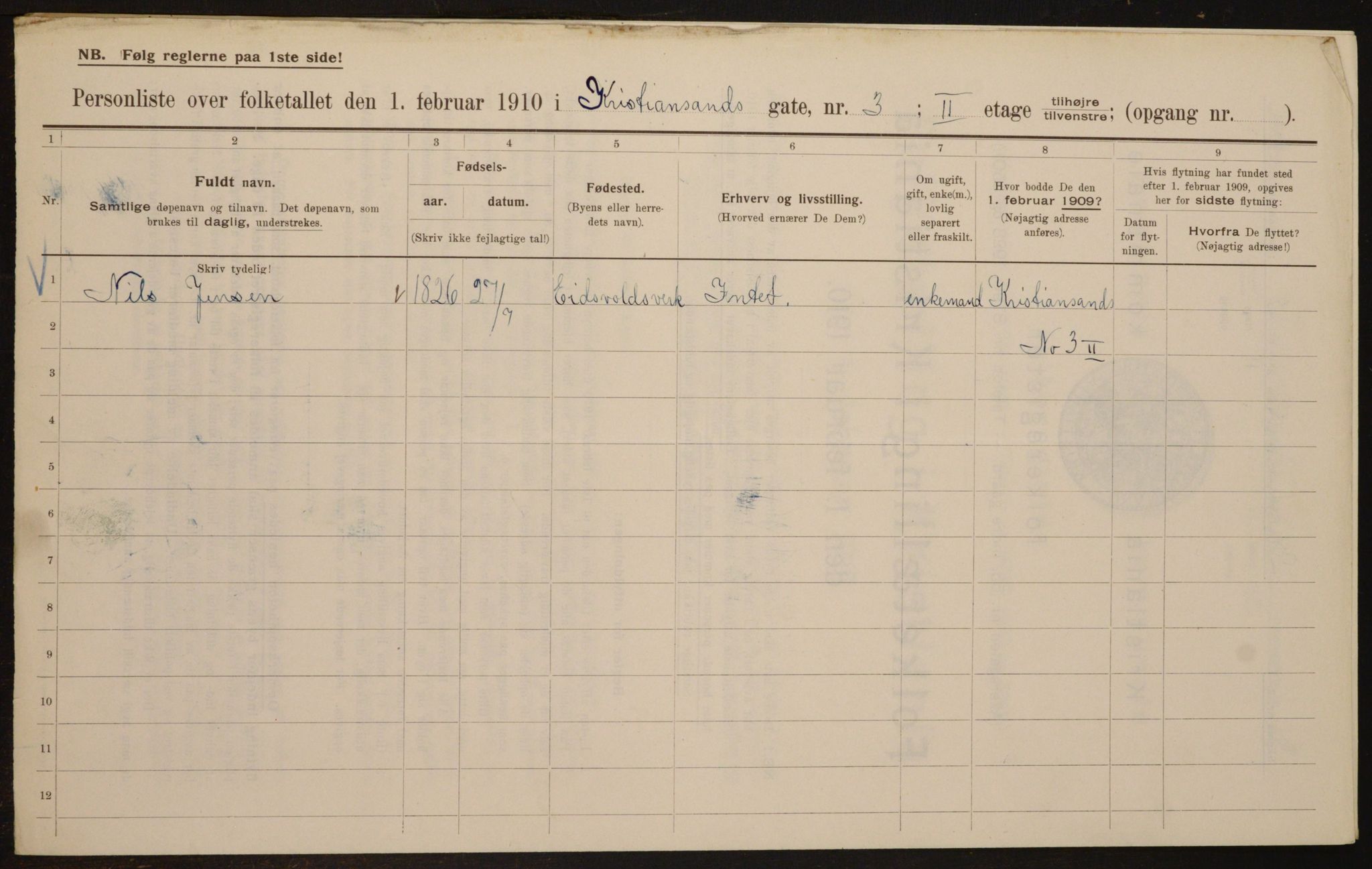 OBA, Municipal Census 1910 for Kristiania, 1910, p. 52649