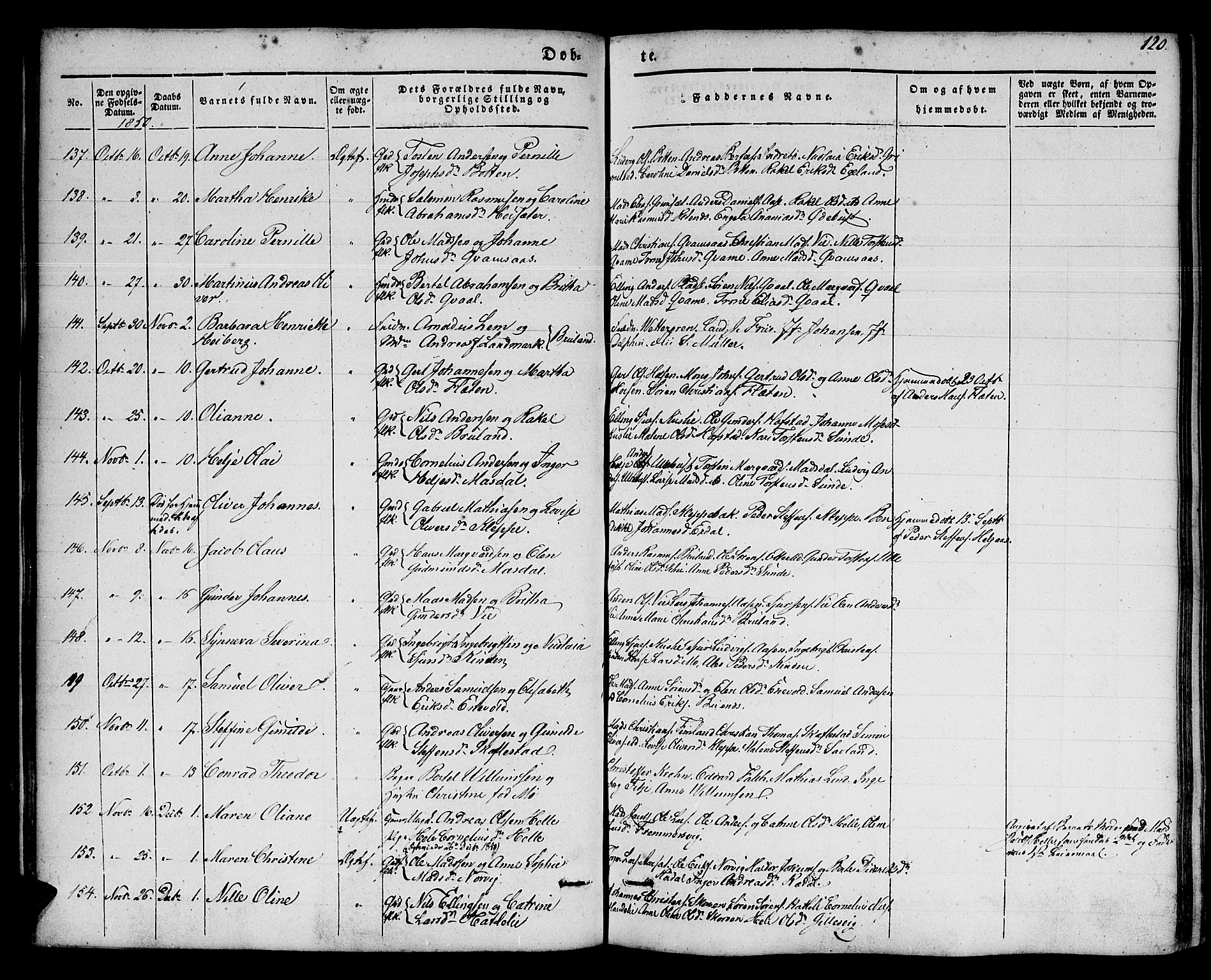 Førde sokneprestembete, SAB/A-79901/H/Haa/Haaa/L0007: Parish register (official) no. A 7, 1843-1860, p. 120