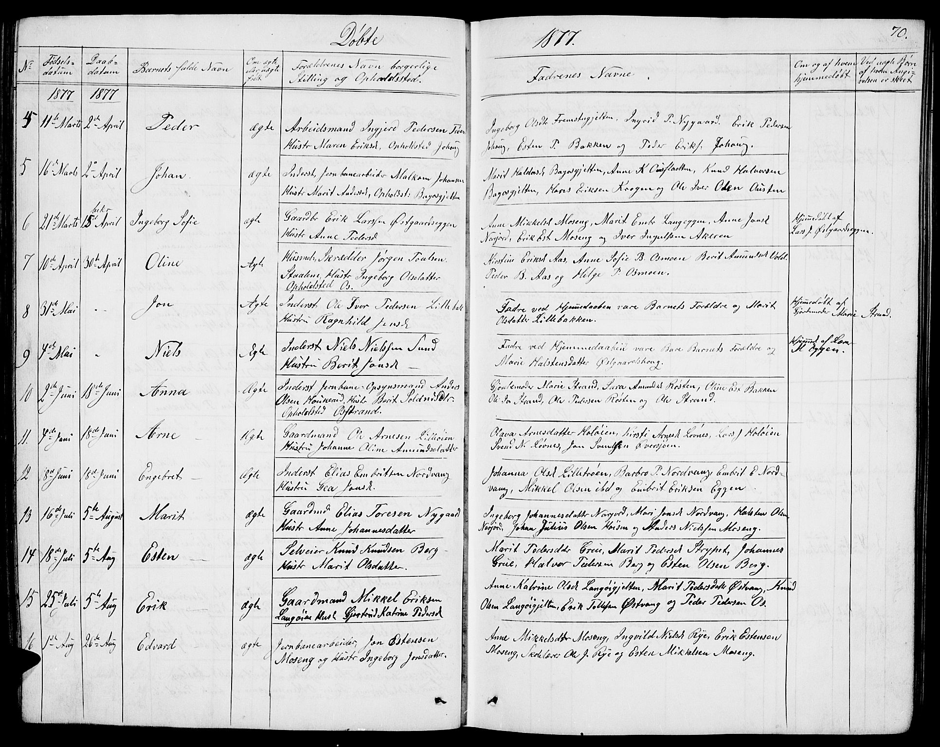 Tolga prestekontor, AV/SAH-PREST-062/L/L0004: Parish register (copy) no. 4, 1845-1887, p. 70