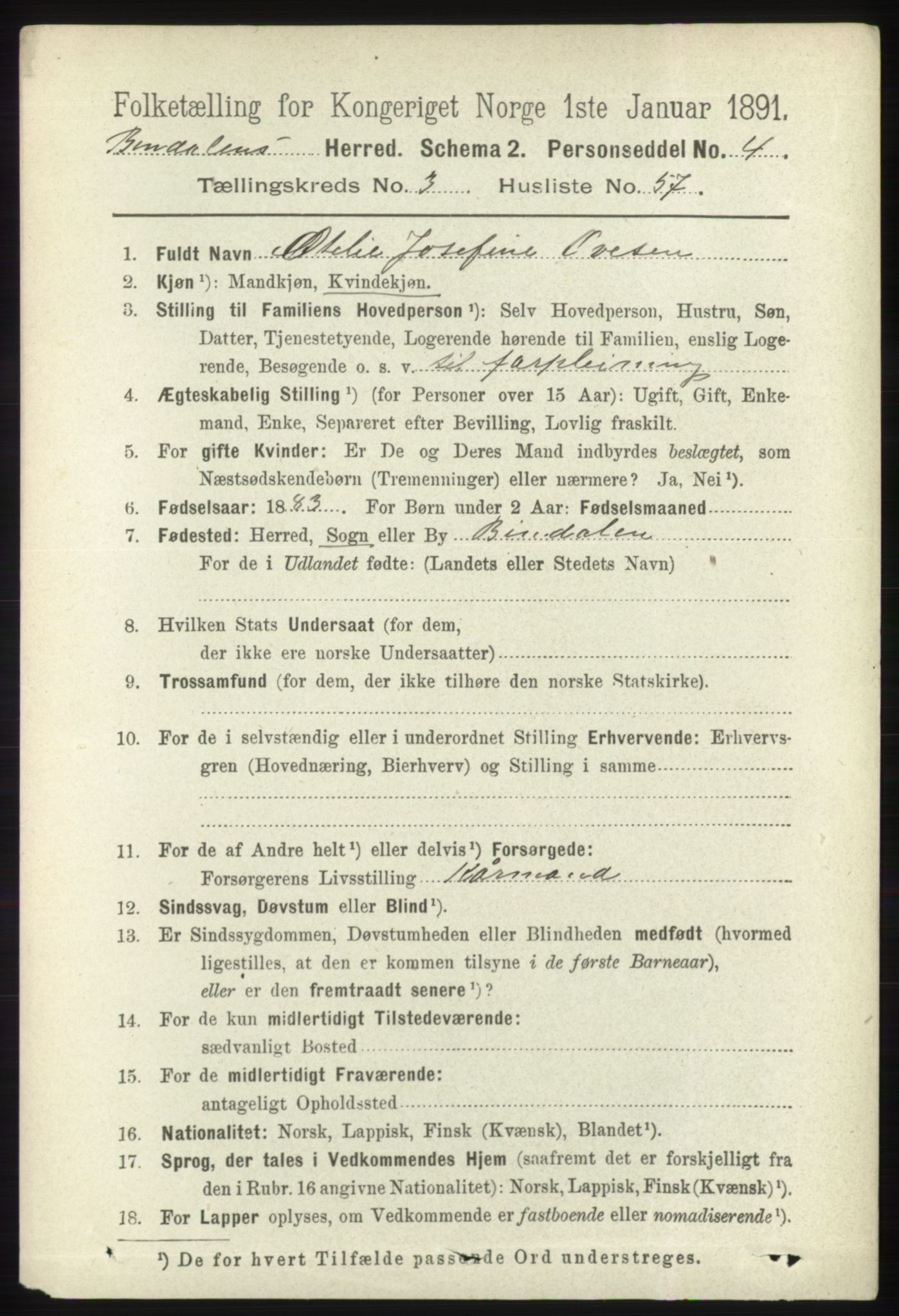 RA, 1891 census for 1811 Bindal, 1891, p. 987