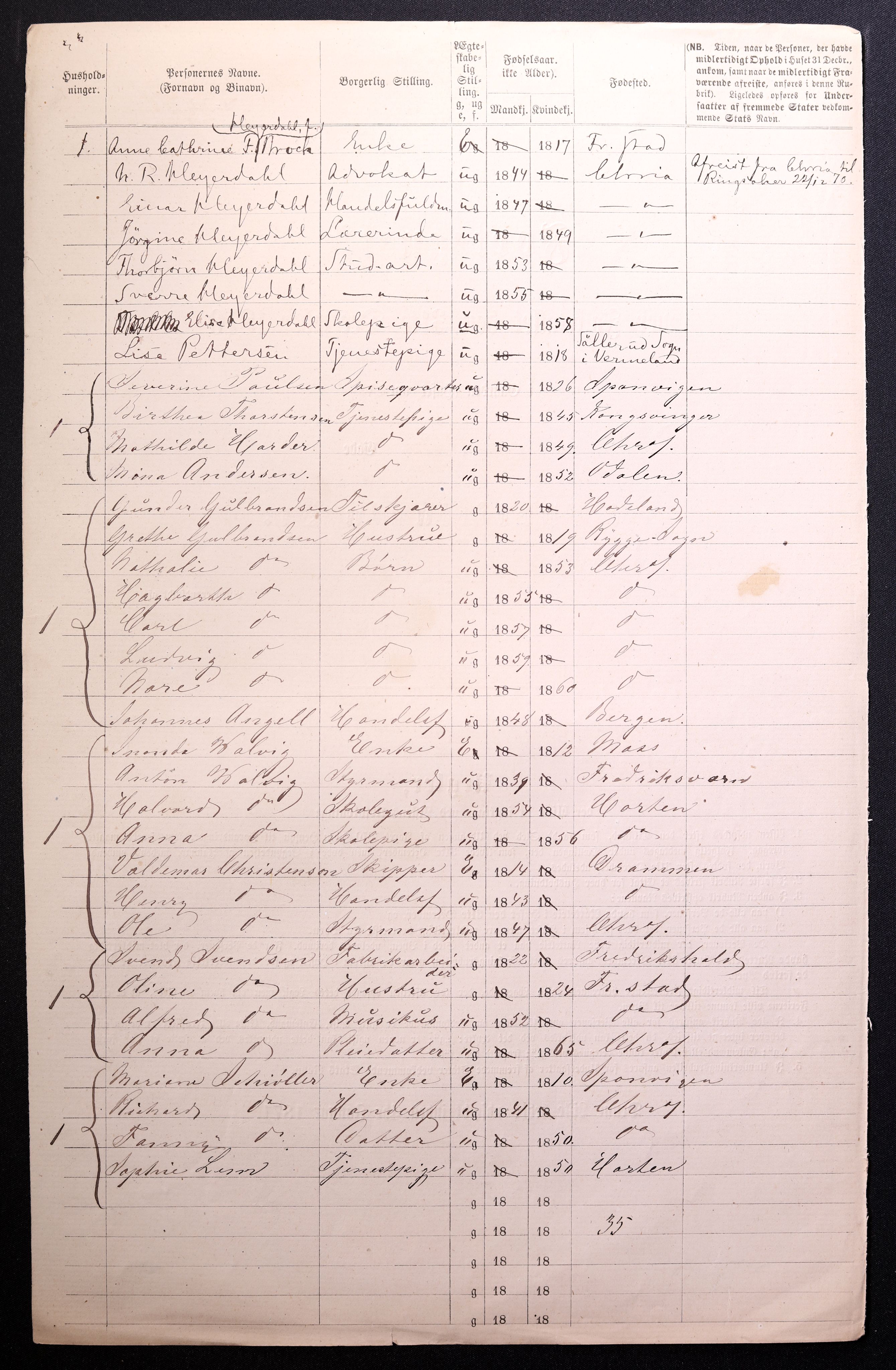 RA, 1870 census for 0301 Kristiania, 1870, p. 2475