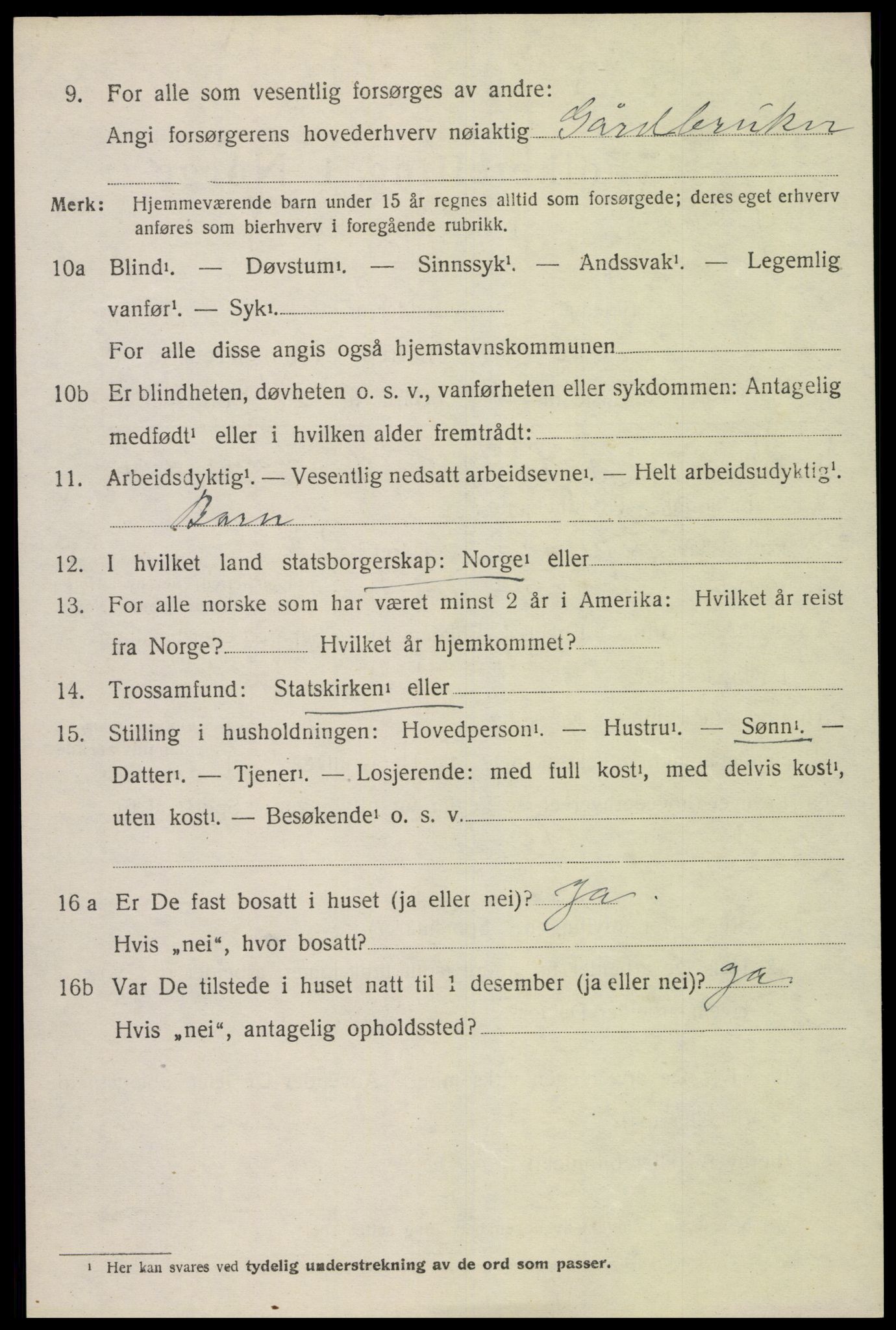 SAK, 1920 census for Øyestad, 1920, p. 5407