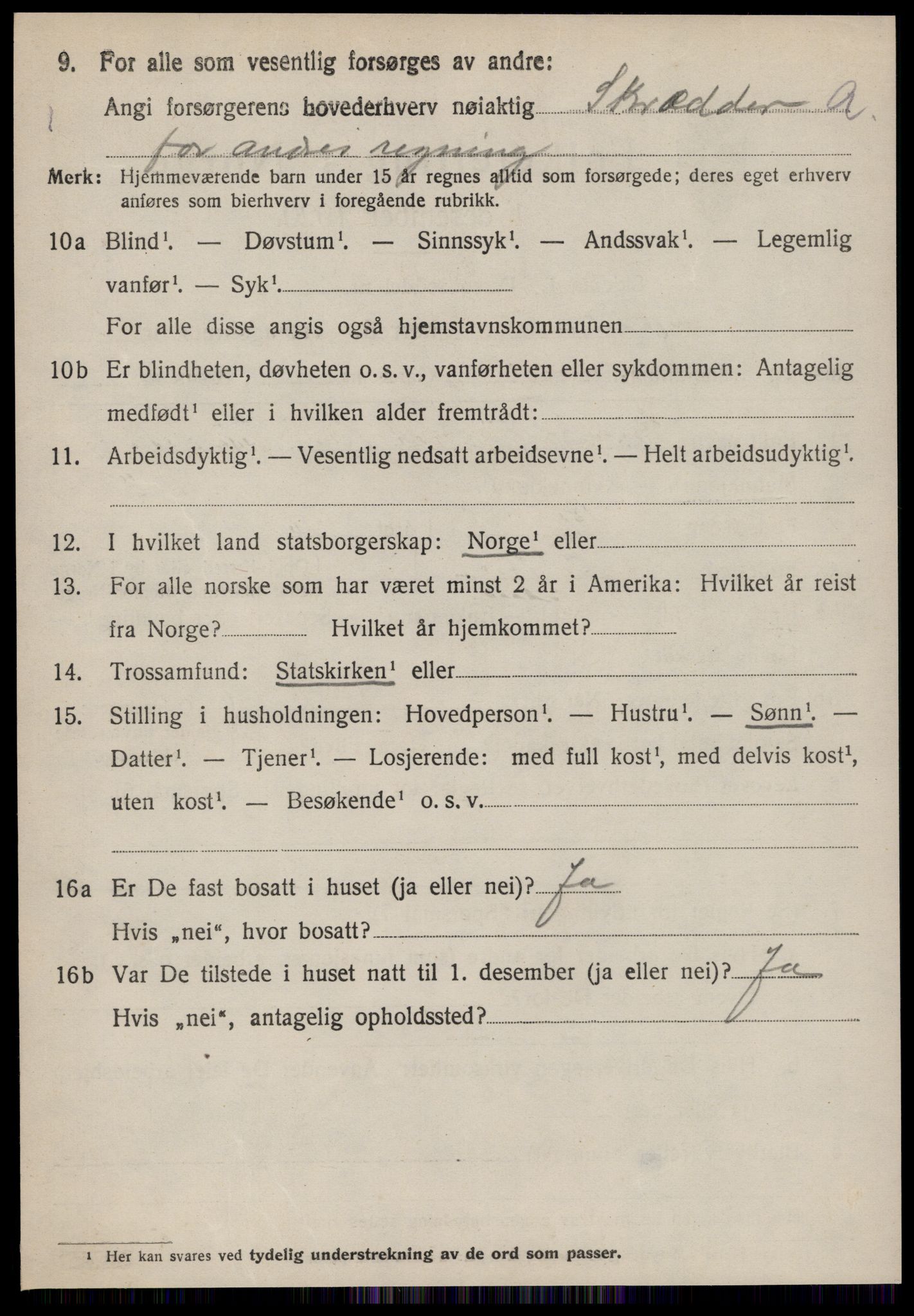 SAT, 1920 census for Vatne, 1920, p. 2701