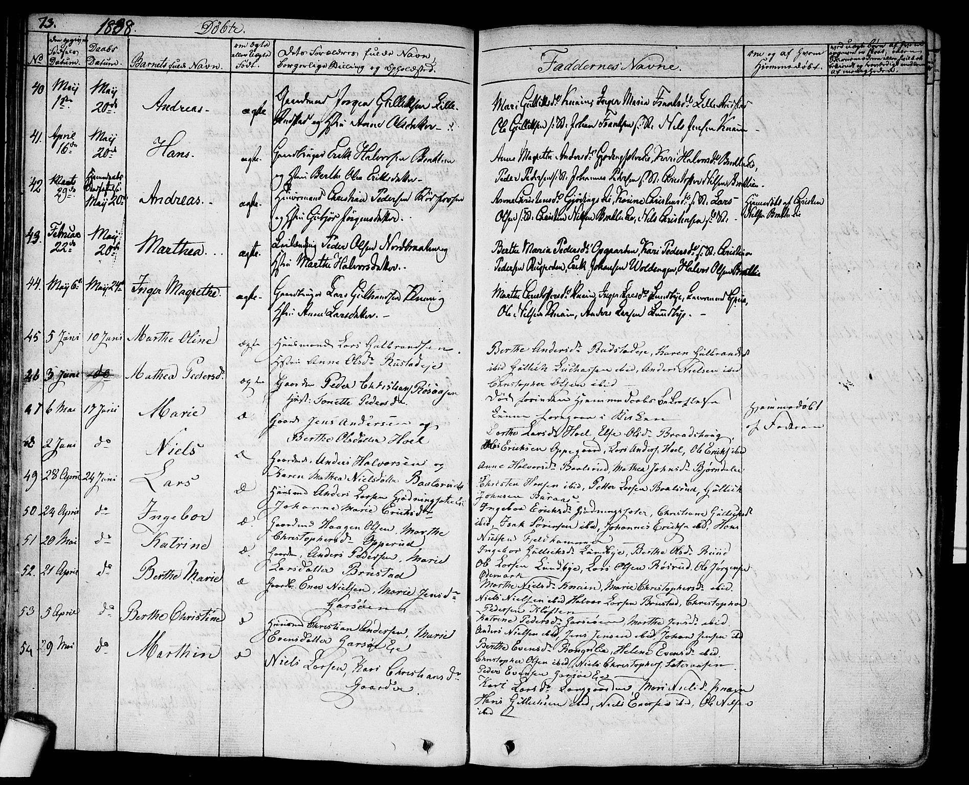 Hurdal prestekontor Kirkebøker, SAO/A-10889/F/Fa/L0004: Parish register (official) no. I 4, 1828-1845, p. 73