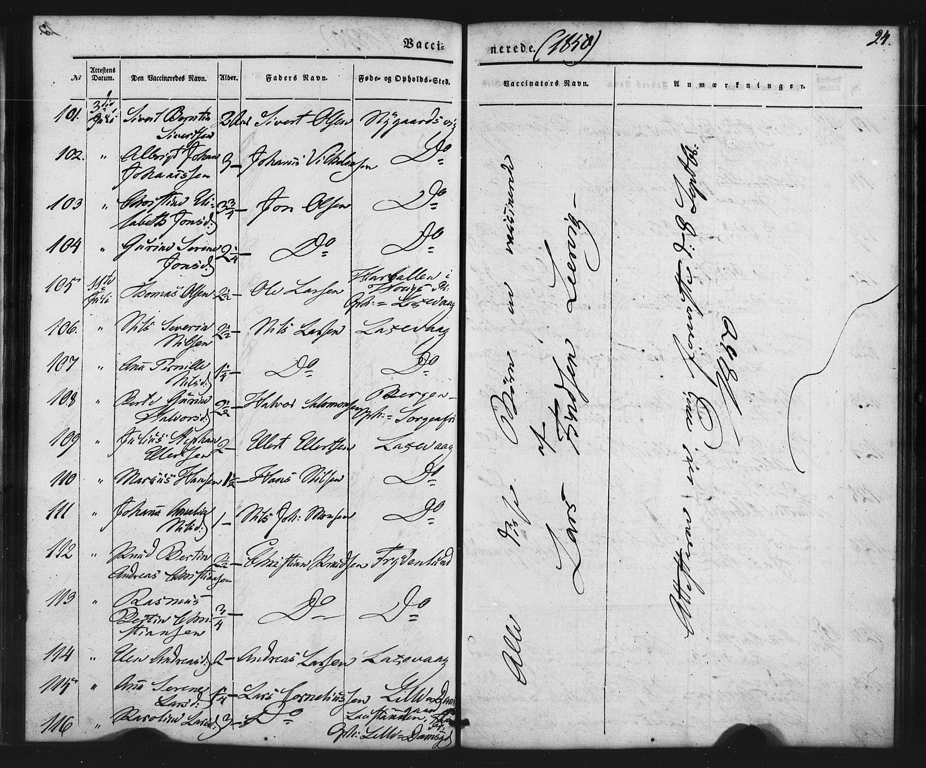 Askøy Sokneprestembete, SAB/A-74101/H/Ha/Haa/Haaa/L0011: Parish register (official) no. A 11, 1846-1856, p. 24