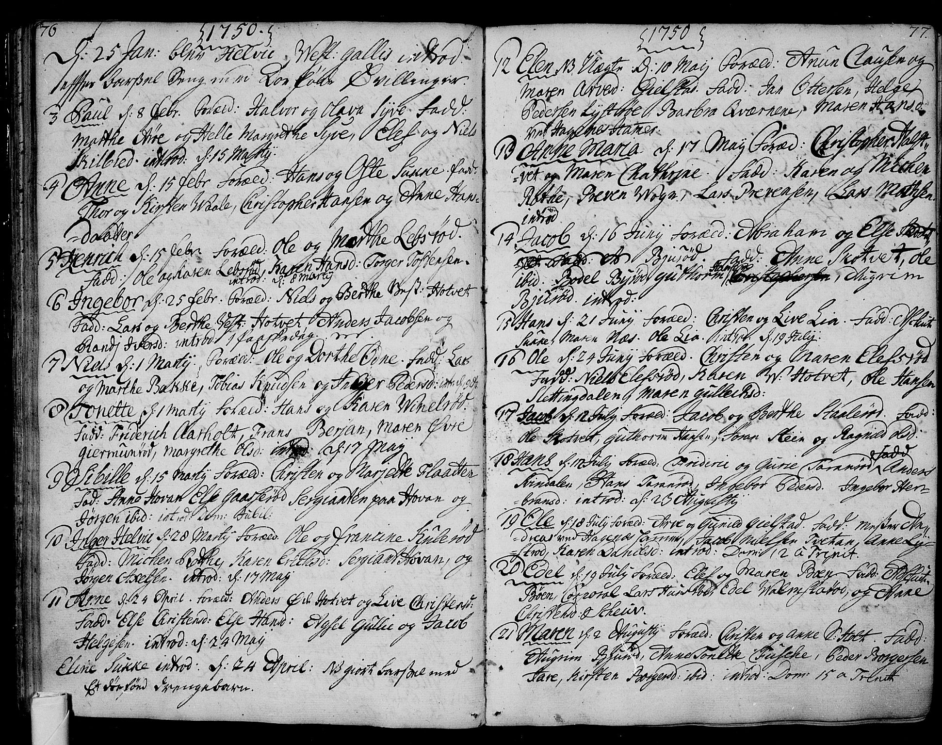 Andebu kirkebøker, SAKO/A-336/F/Fa/L0002: Parish register (official) no. 2, 1733-1802, p. 76-77