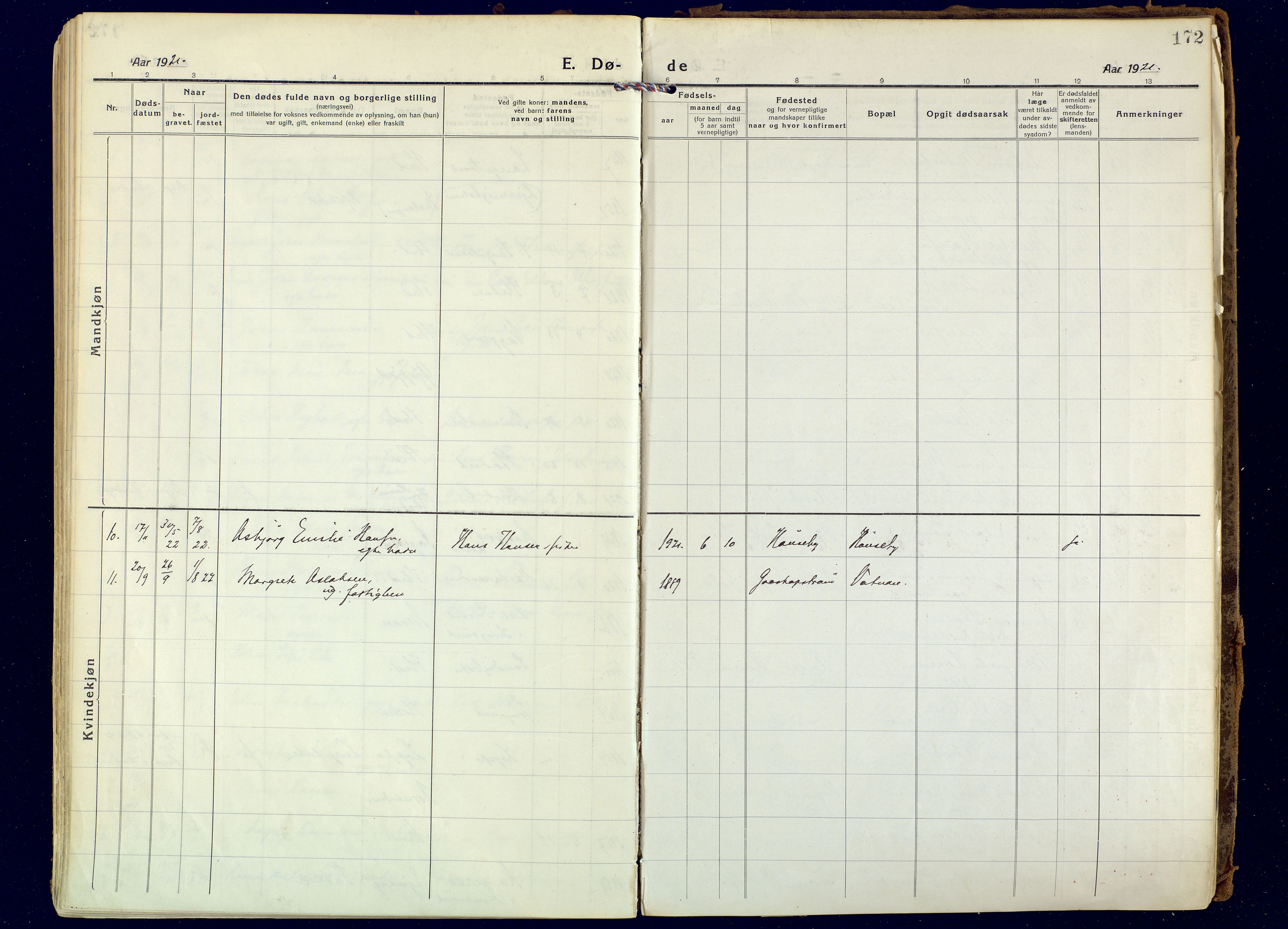 Hammerfest sokneprestkontor, AV/SATØ-S-1347/H/Ha/L0018.kirke: Parish register (official) no. 18, 1918-1933, p. 172