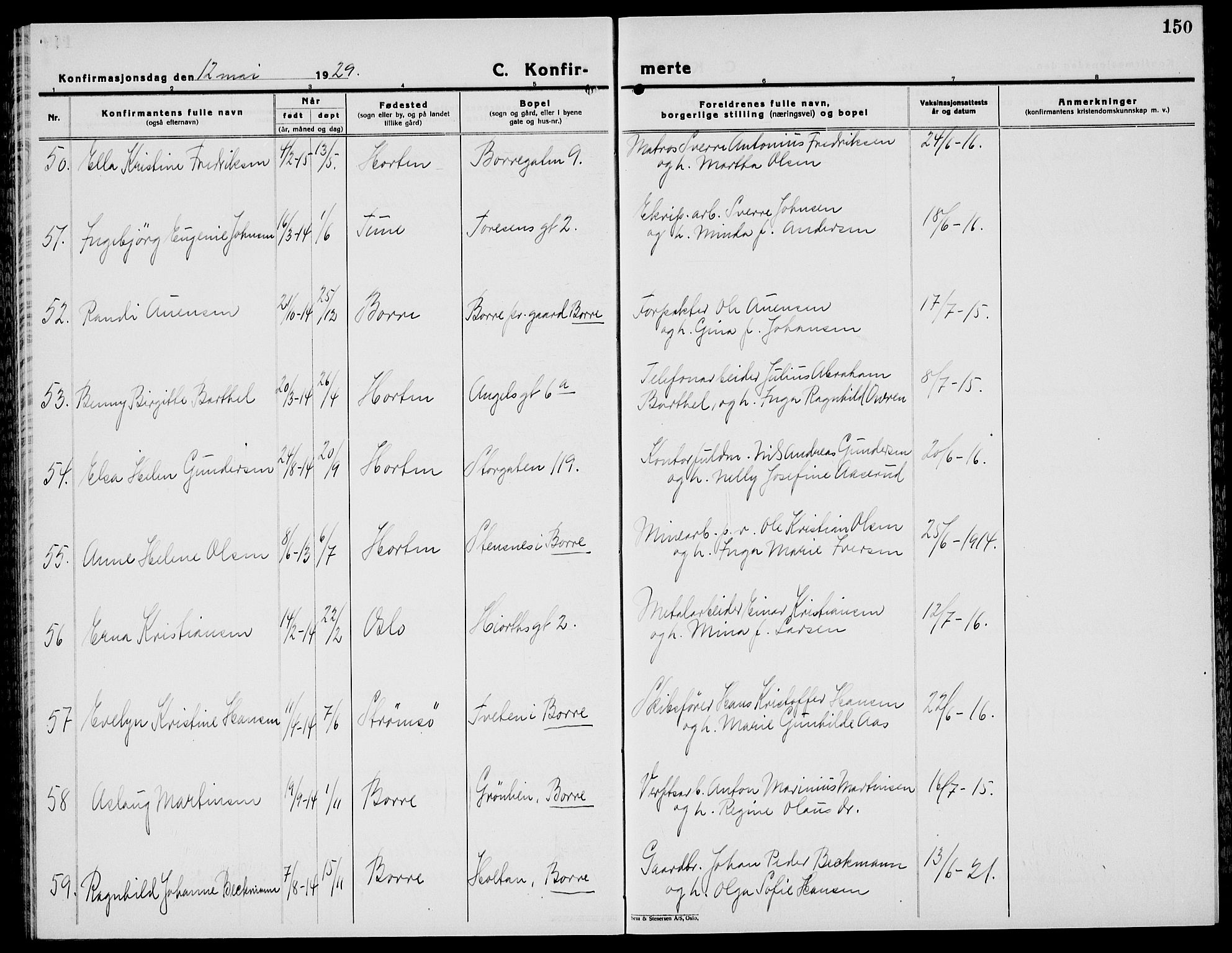 Horten kirkebøker, AV/SAKO-A-348/G/Ga/L0009: Parish register (copy) no. 9, 1926-1936, p. 150