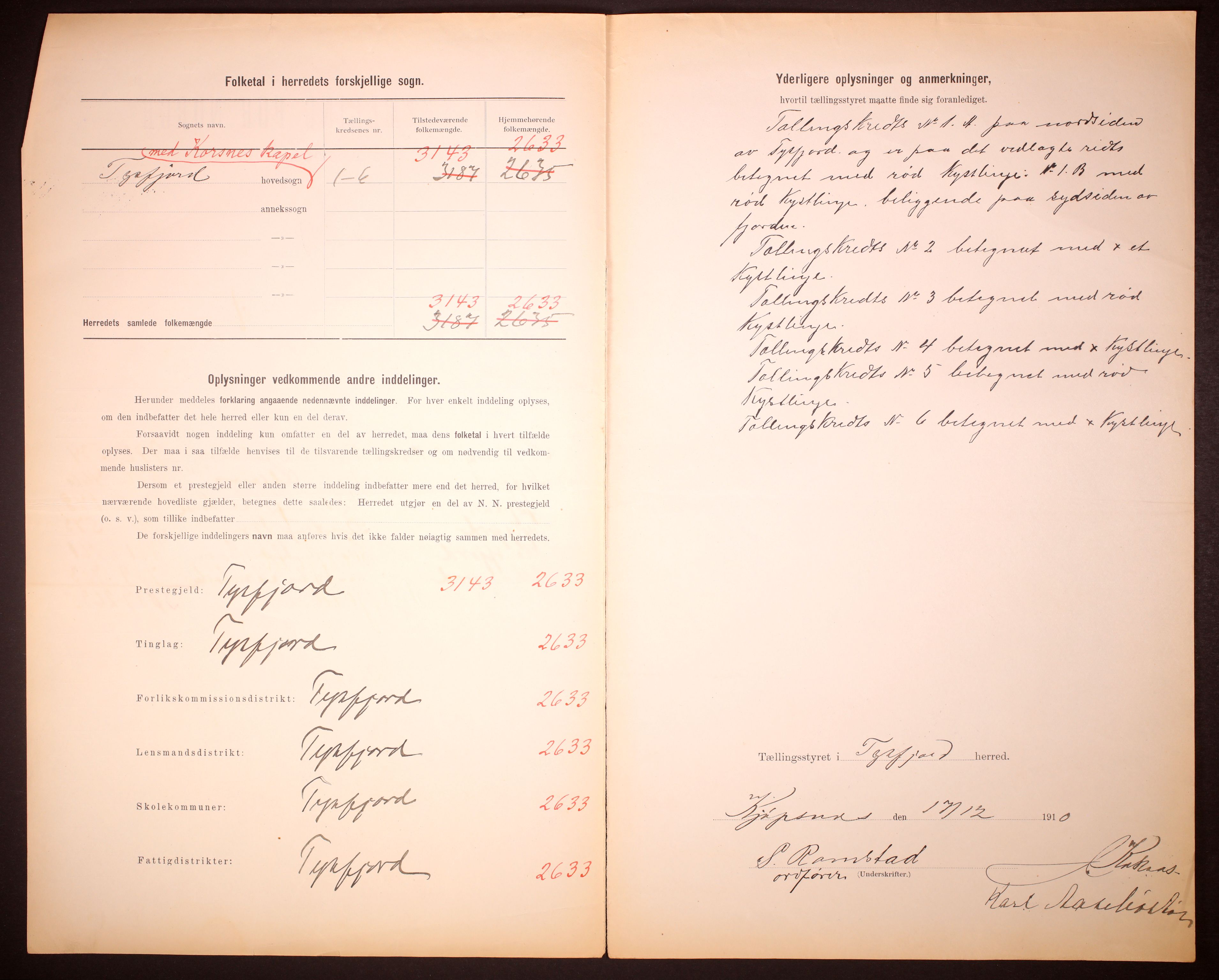 RA, 1910 census for Tysfjord, 1910, p. 3