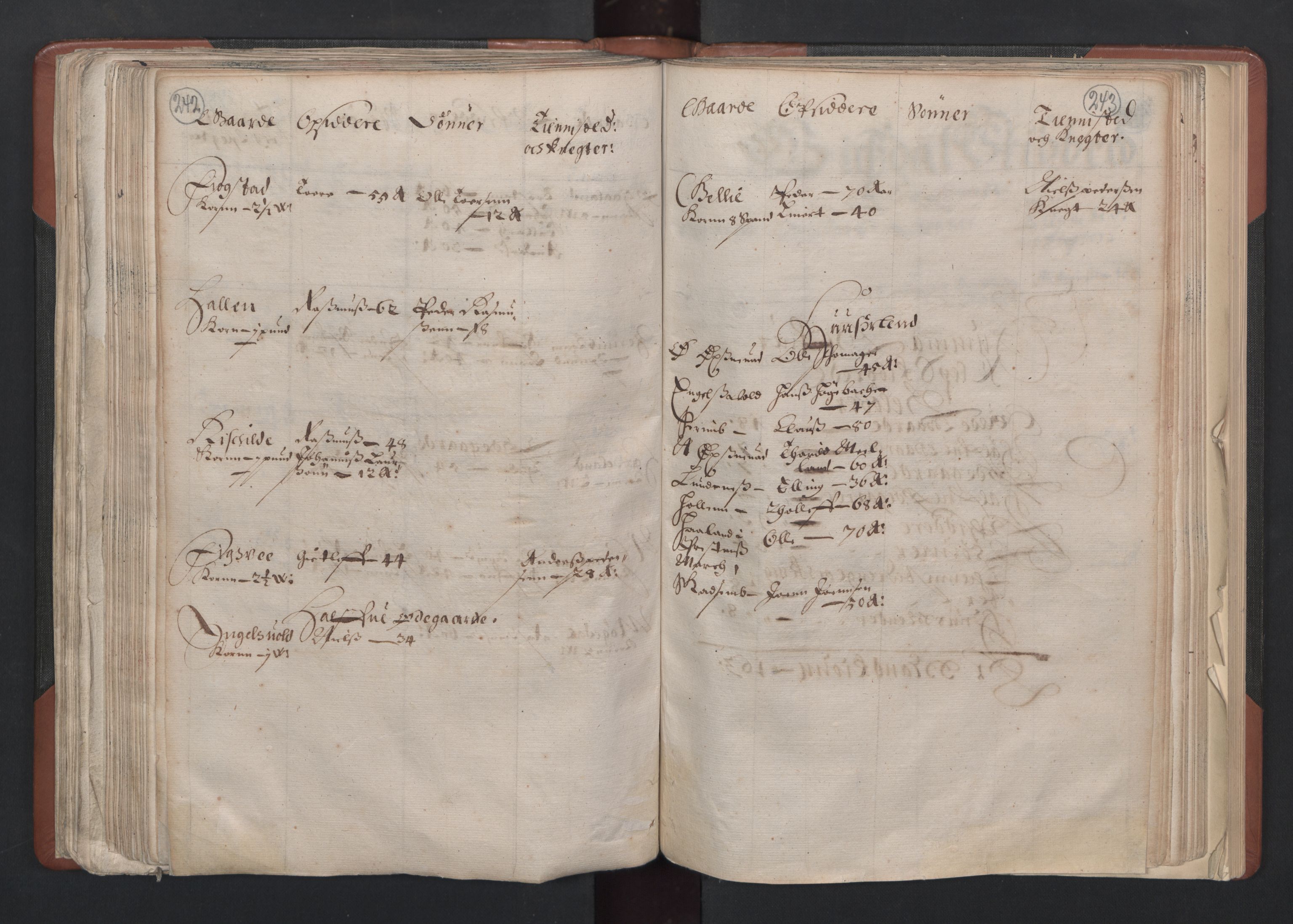 RA, Bailiff's Census 1664-1666, no. 11: Jæren and Dalane fogderi, 1664, p. 242-243