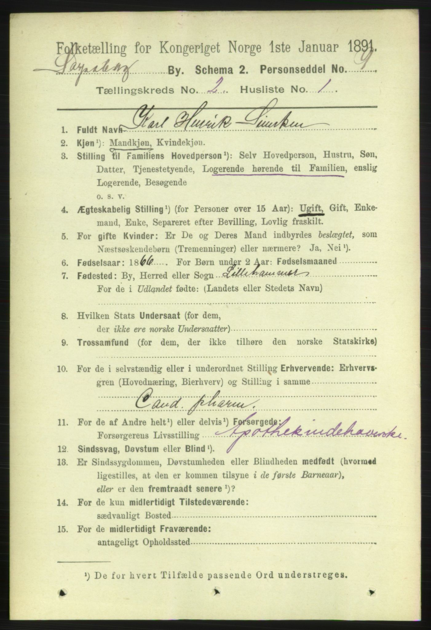 RA, 1891 census for 0102 Sarpsborg, 1891, p. 1270