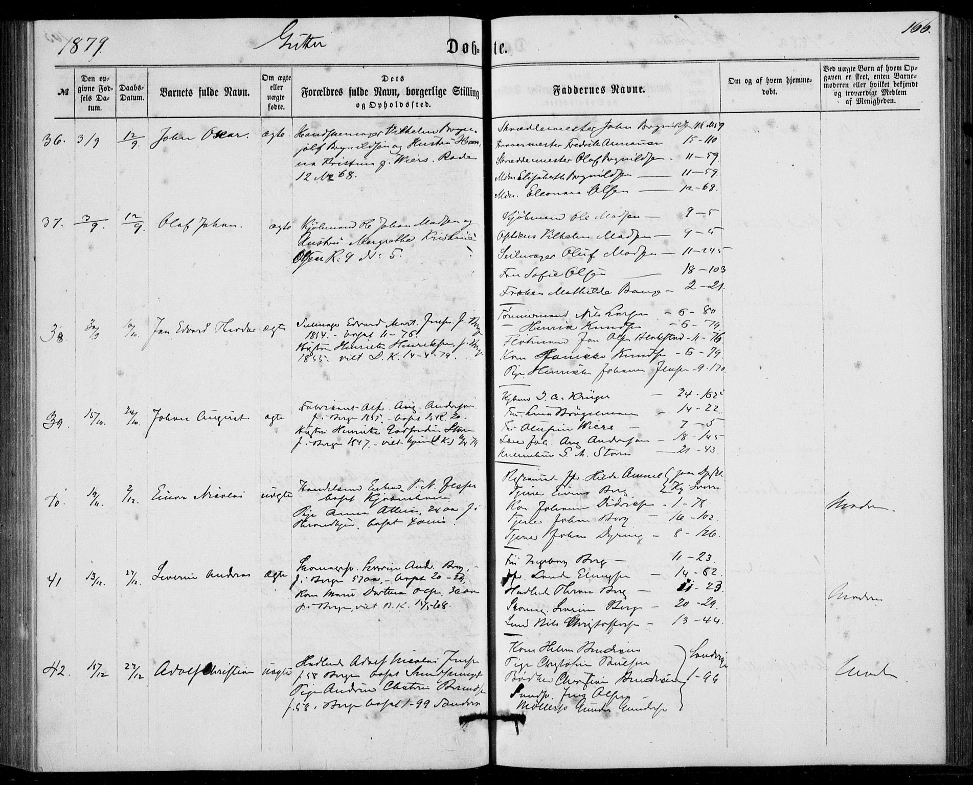 Fødselsstiftelsens sokneprestembete, ført av overlegen*, SAB/-: Parish register (official) no. A 1, 1863-1883, p. 166