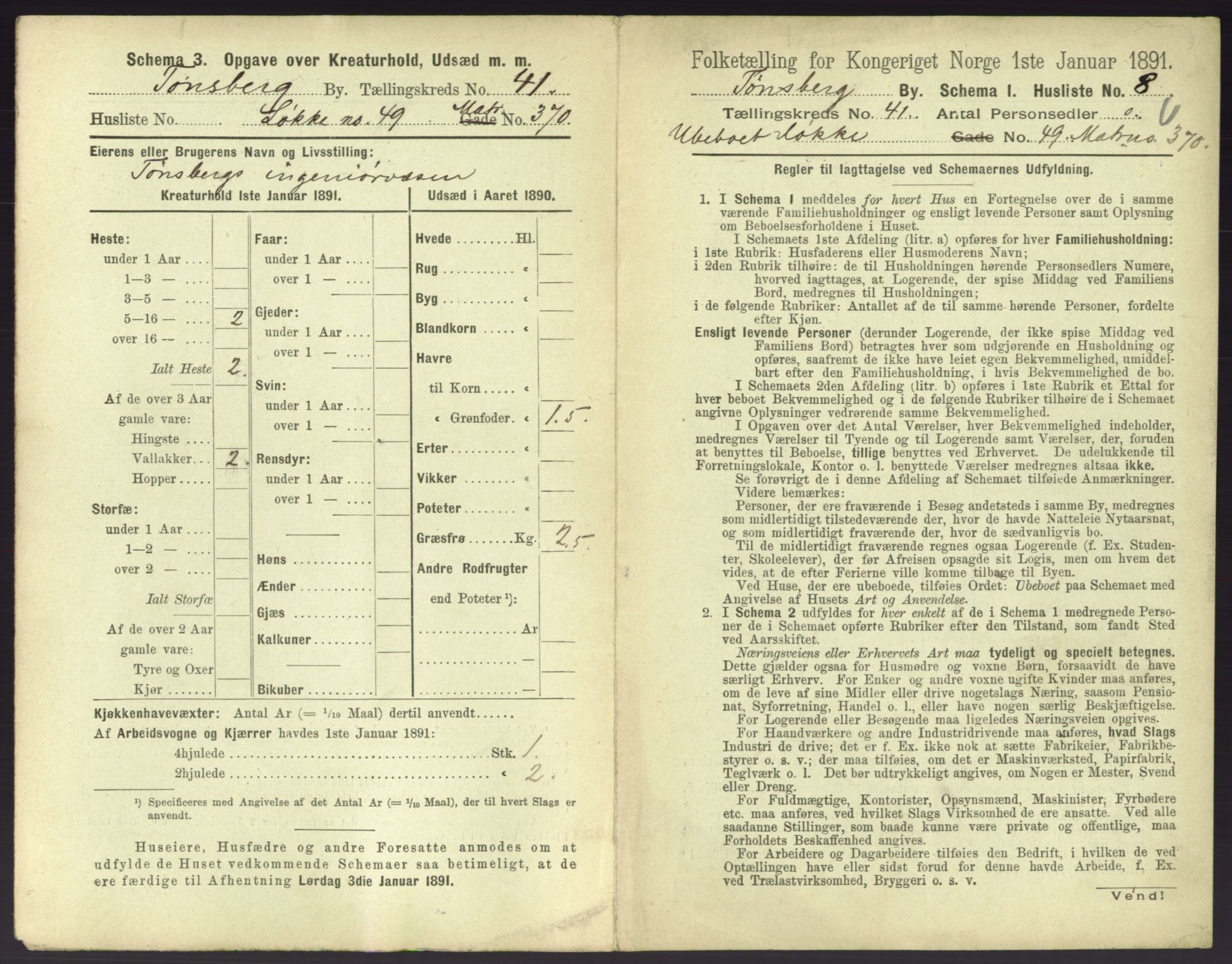 RA, 1891 census for 0705 Tønsberg, 1891, p. 1162