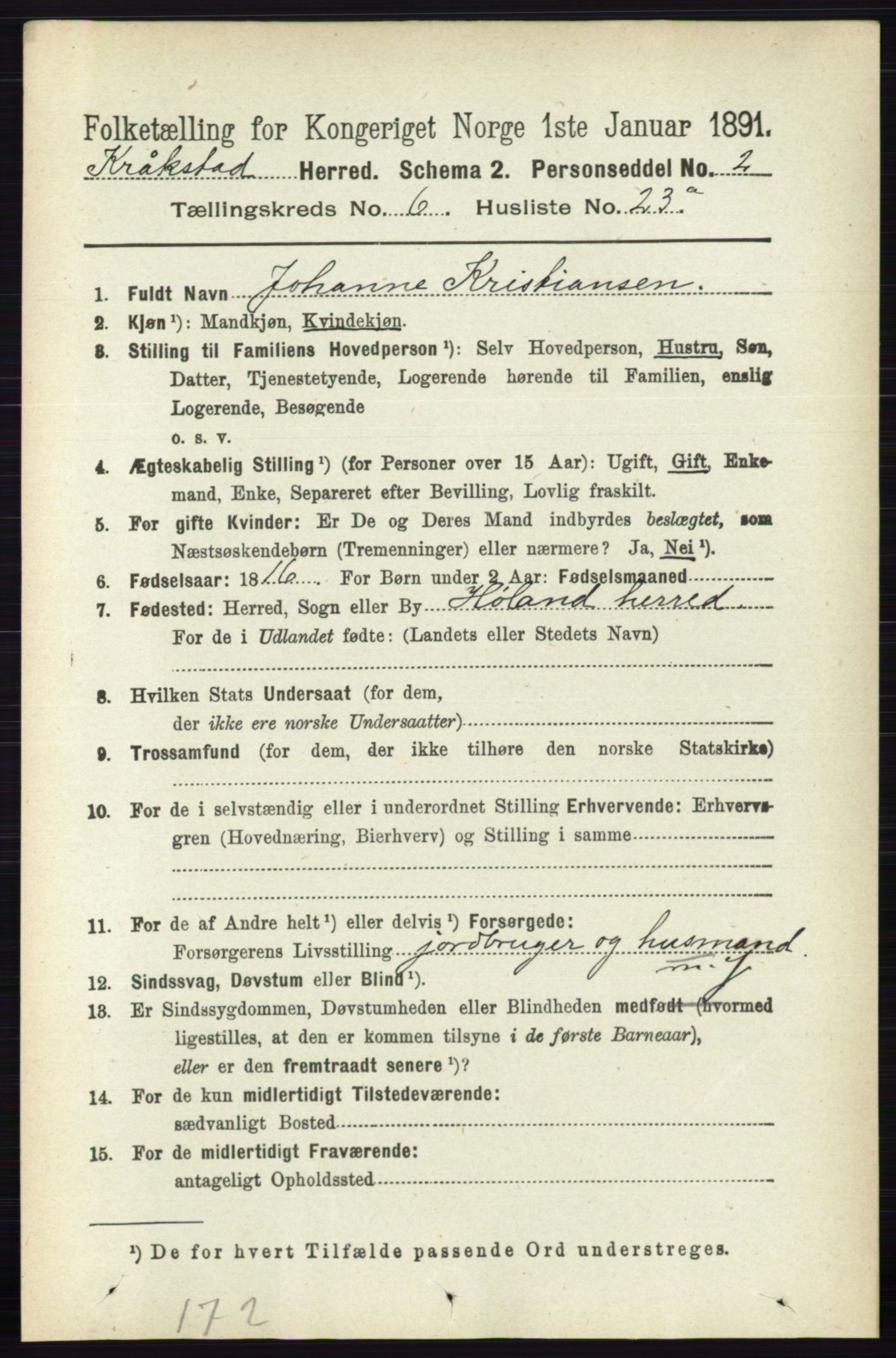 RA, 1891 census for 0212 Kråkstad, 1891, p. 3117