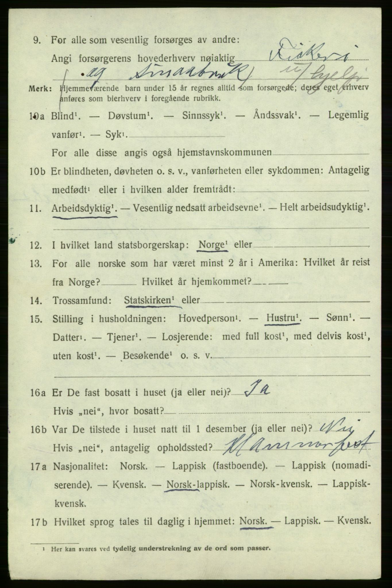 SATØ, 1920 census for Hasvik, 1920, p. 3040