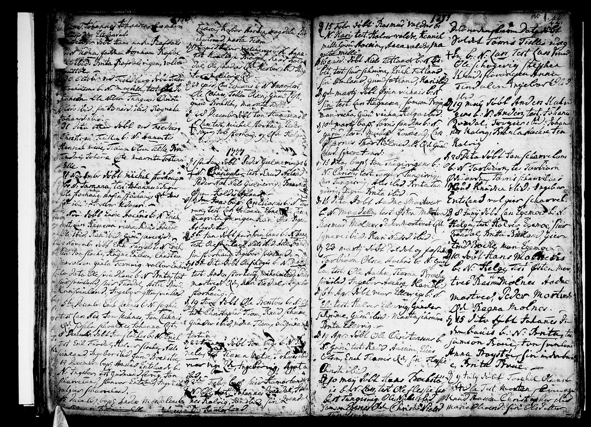 Skånevik sokneprestembete, SAB/A-77801/H/Haa: Parish register (official) no. A 1, 1745-1789, p. 44