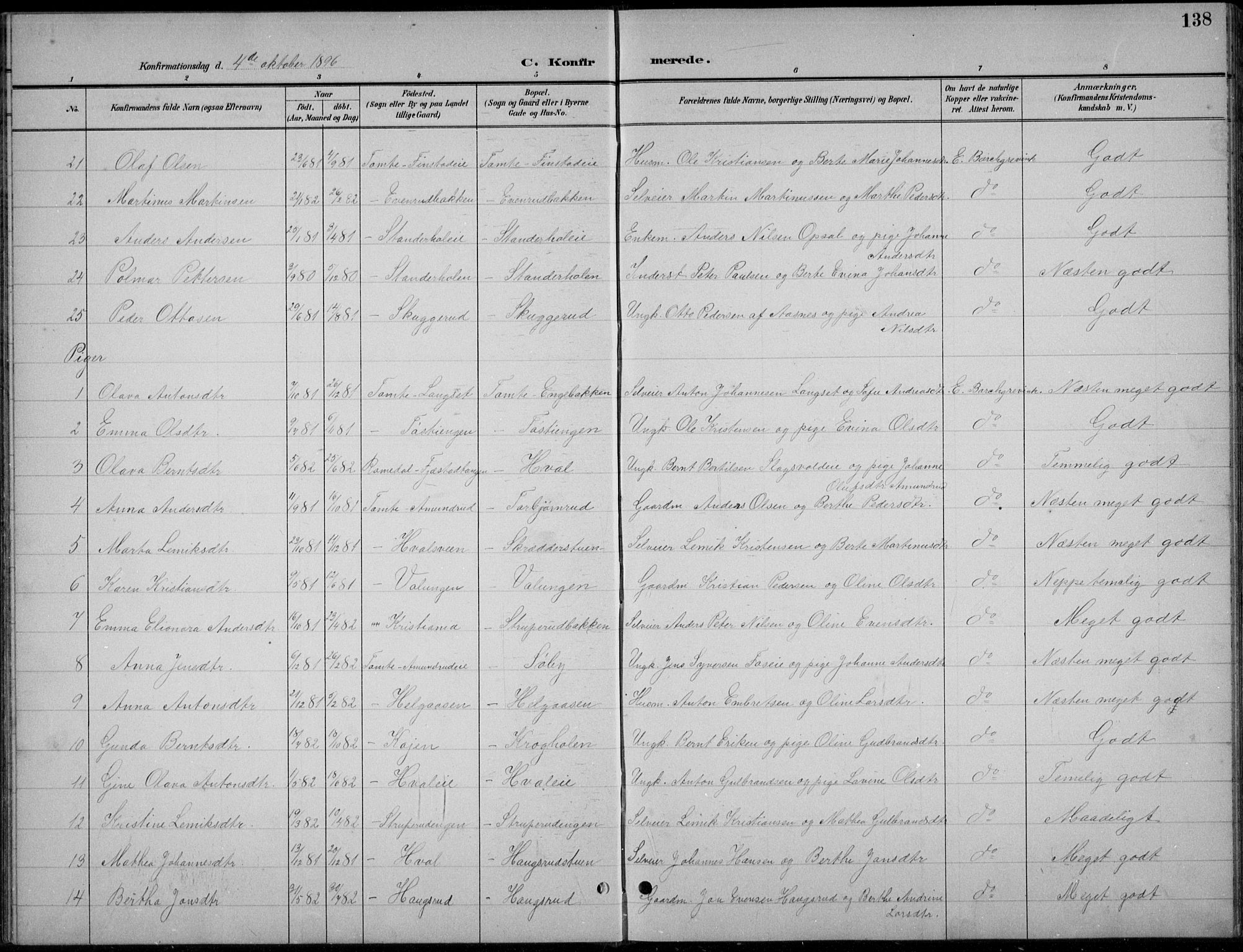 Romedal prestekontor, AV/SAH-PREST-004/L/L0013: Parish register (copy) no. 13, 1896-1937, p. 138