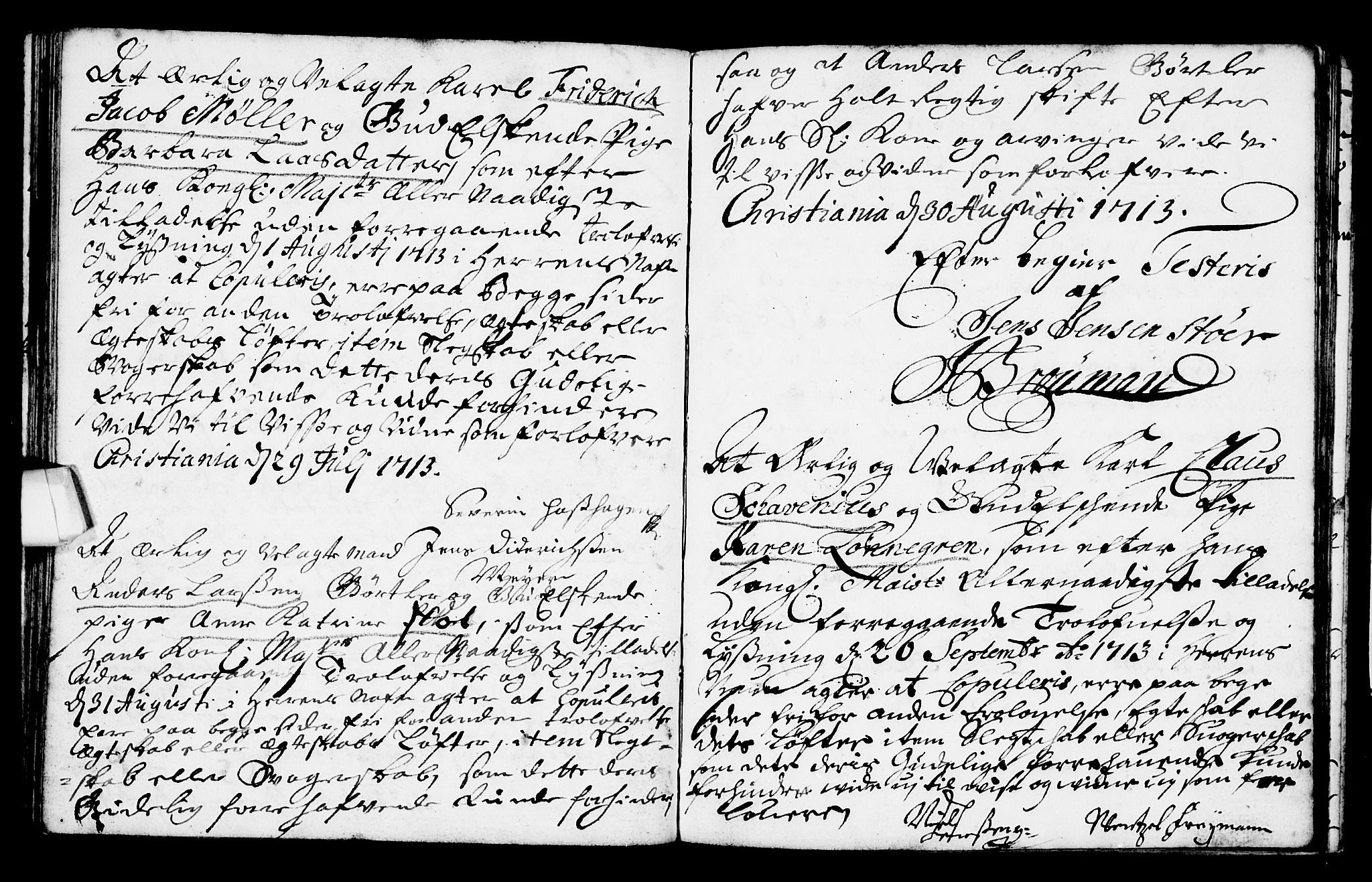 Oslo domkirke Kirkebøker, AV/SAO-A-10752/L/La/L0001: Best man's statements no. 1, 1707-1716