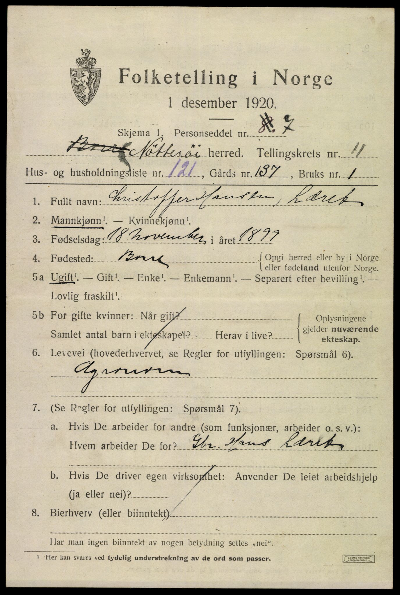 SAKO, 1920 census for Nøtterøy, 1920, p. 14679