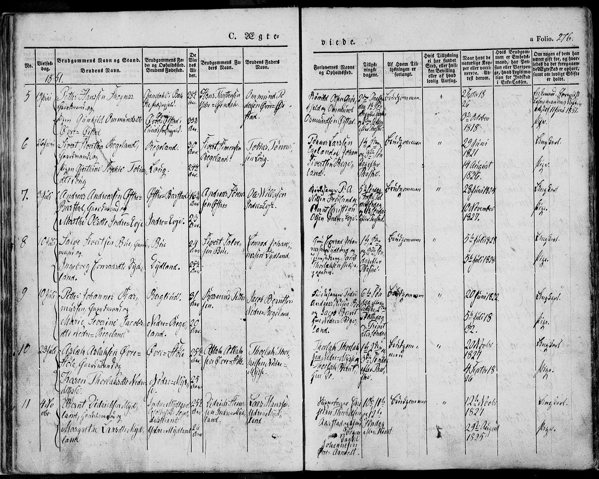 Sokndal sokneprestkontor, AV/SAST-A-101808: Parish register (official) no. A 8.2, 1842-1857, p. 276