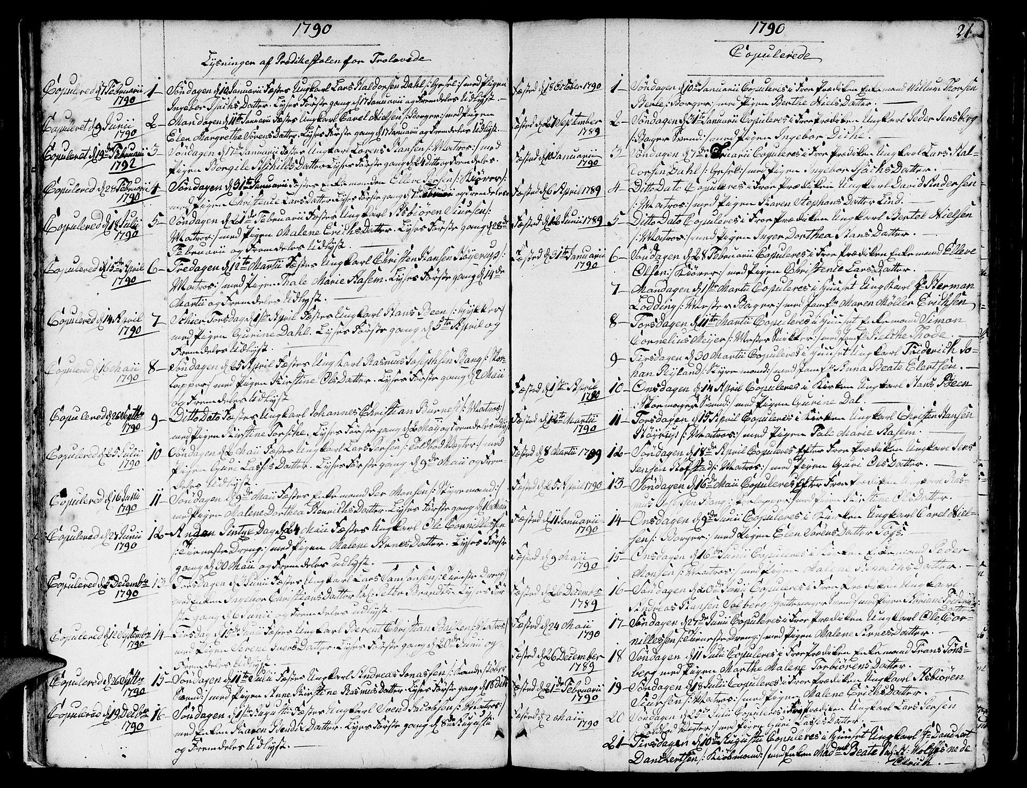 Nykirken Sokneprestembete, SAB/A-77101/H/Hab: Parish register (copy) no. A 2, 1782-1847, p. 21