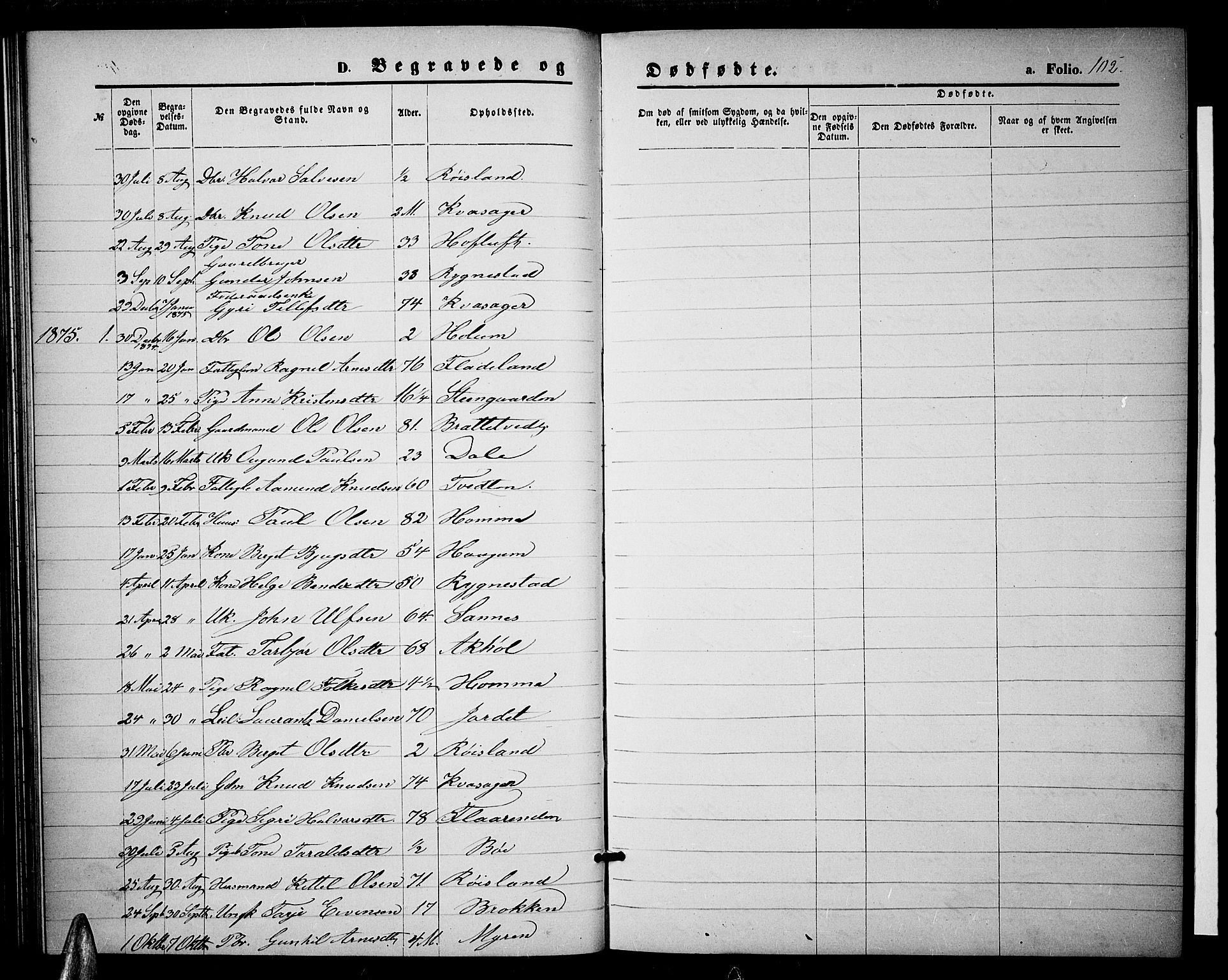 Valle sokneprestkontor, AV/SAK-1111-0044/F/Fb/Fbc/L0003: Parish register (copy) no. B 3, 1871-1890, p. 102