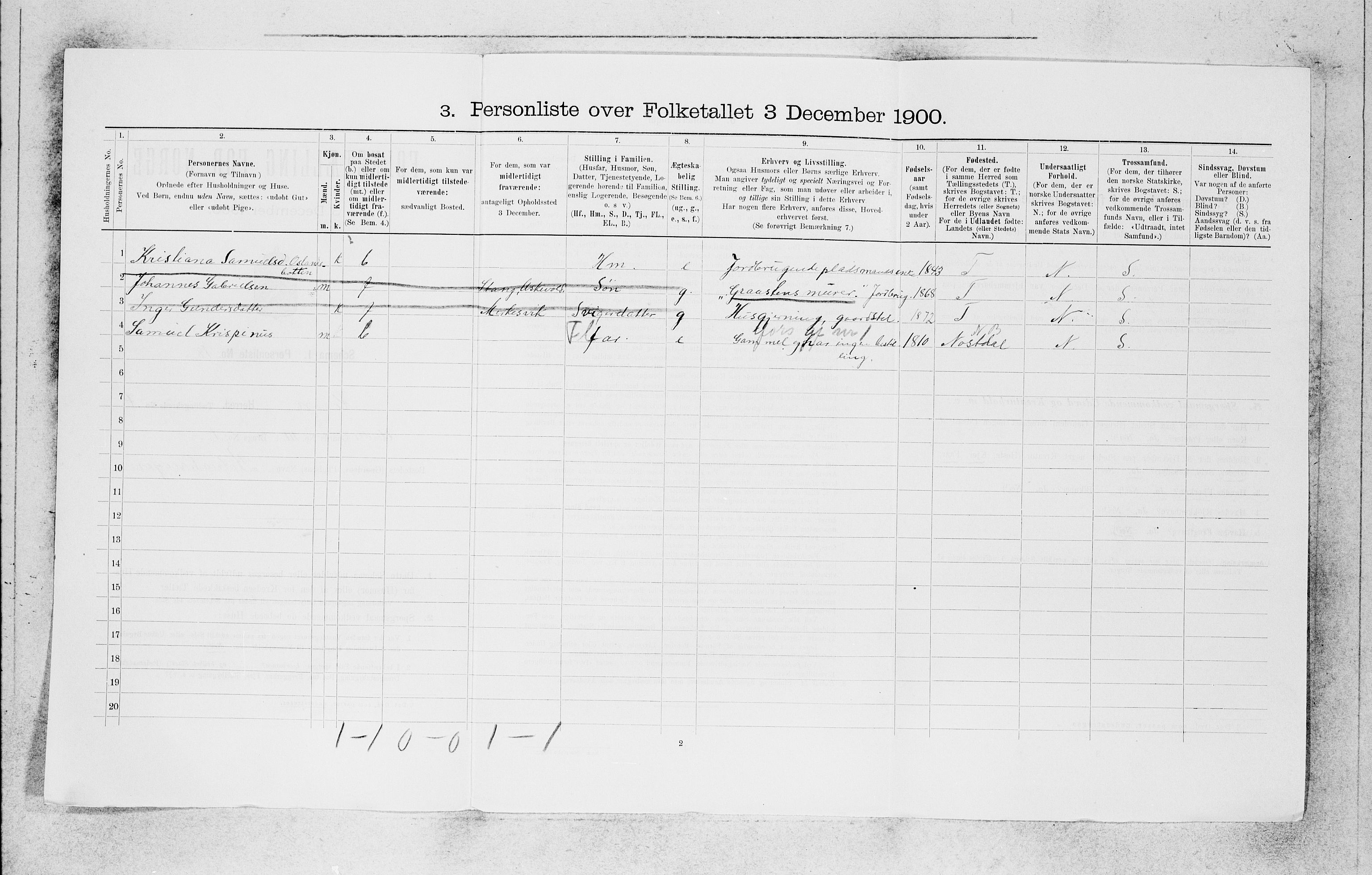 SAB, 1900 census for Kinn, 1900, p. 757