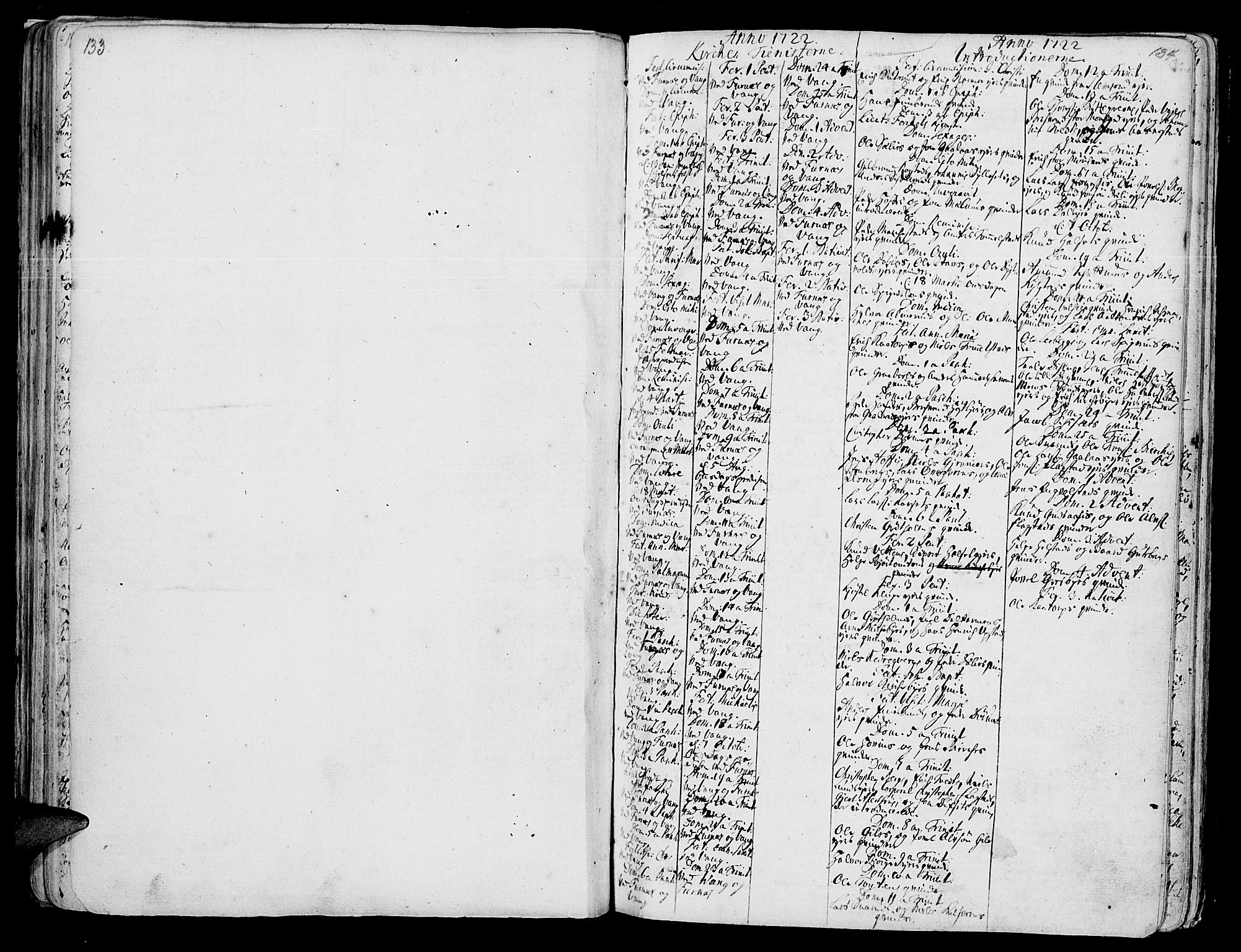 Vang prestekontor, Hedmark, SAH/PREST-008/H/Ha/Haa/L0002A: Parish register (official) no. 2A, 1713-1733, p. 133-134