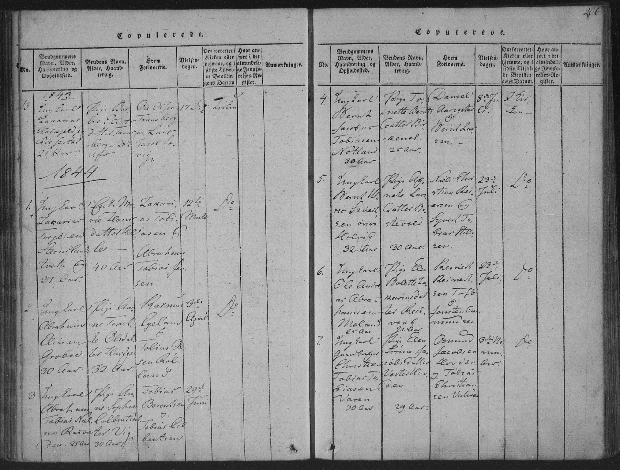 Herad sokneprestkontor, SAK/1111-0018/F/Fa/Fab/L0002: Parish register (official) no. A 2, 1816-1844, p. 206