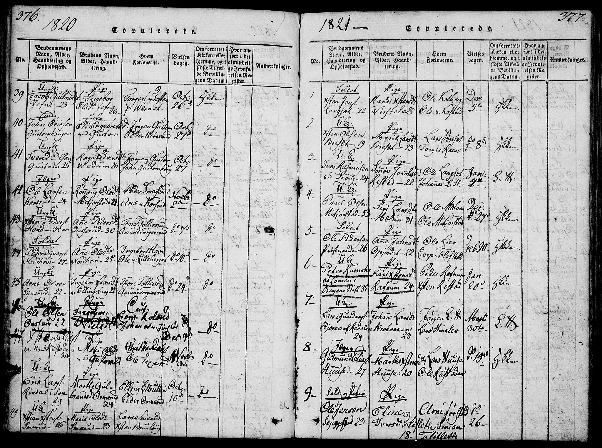 Fåberg prestekontor, SAH/PREST-086/H/Ha/Hab/L0004: Parish register (copy) no. 4, 1818-1837, p. 376-377