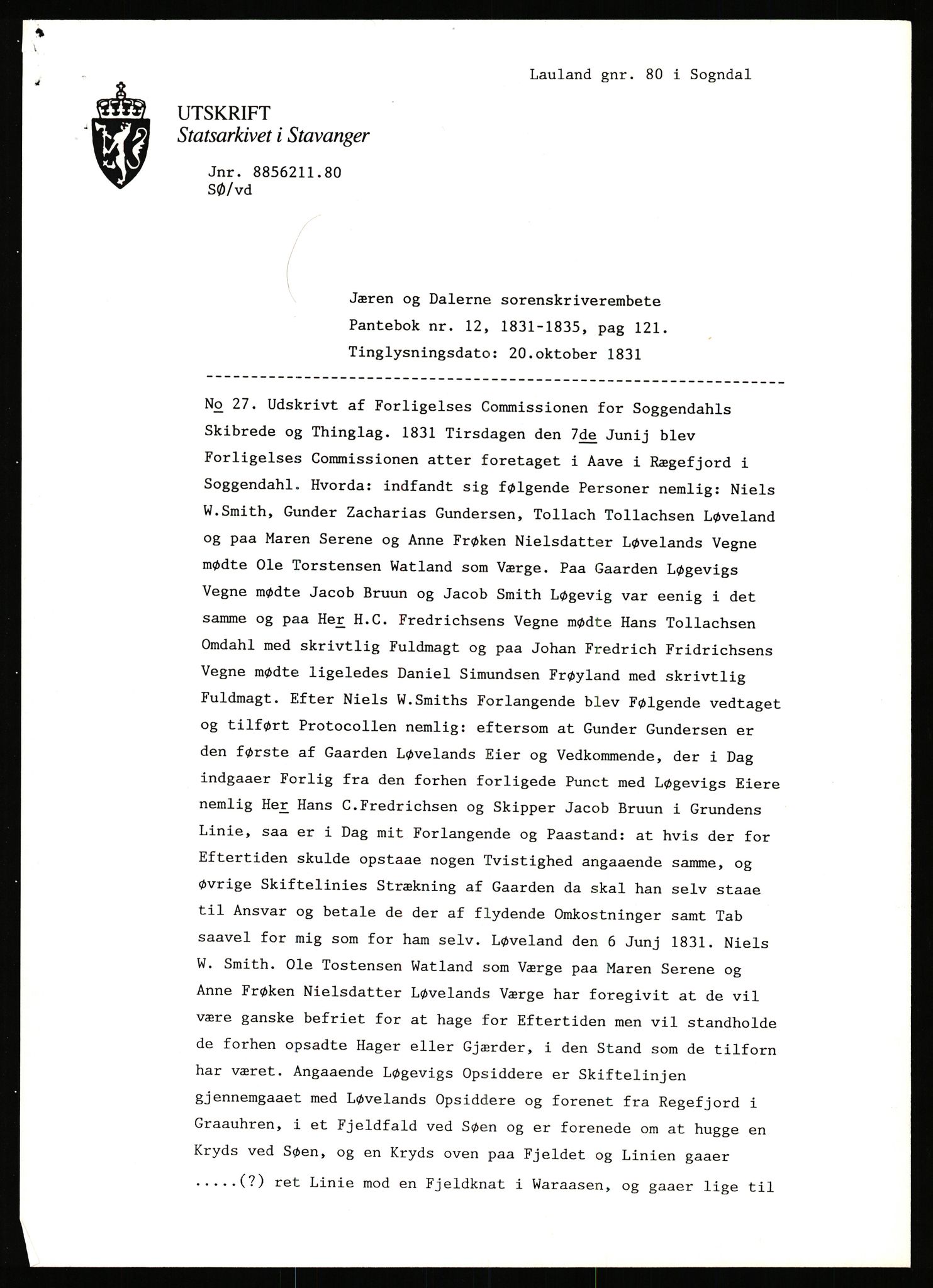 Statsarkivet i Stavanger, AV/SAST-A-101971/03/Y/Yj/L0052: Avskrifter sortert etter gårdsnavn: Landråk  - Leidland, 1750-1930, p. 334