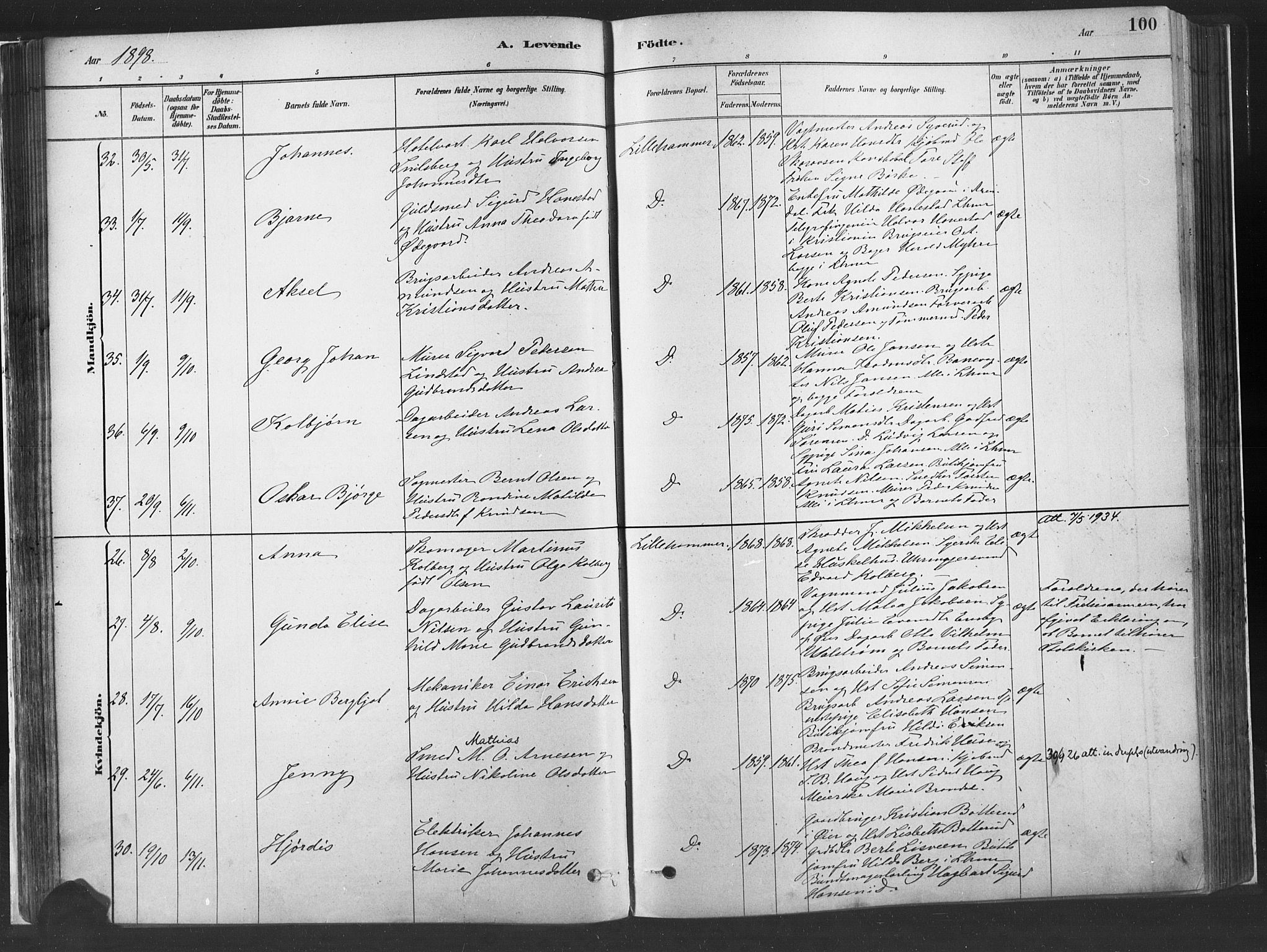 Fåberg prestekontor, SAH/PREST-086/H/Ha/Haa/L0010: Parish register (official) no. 10, 1879-1900, p. 100