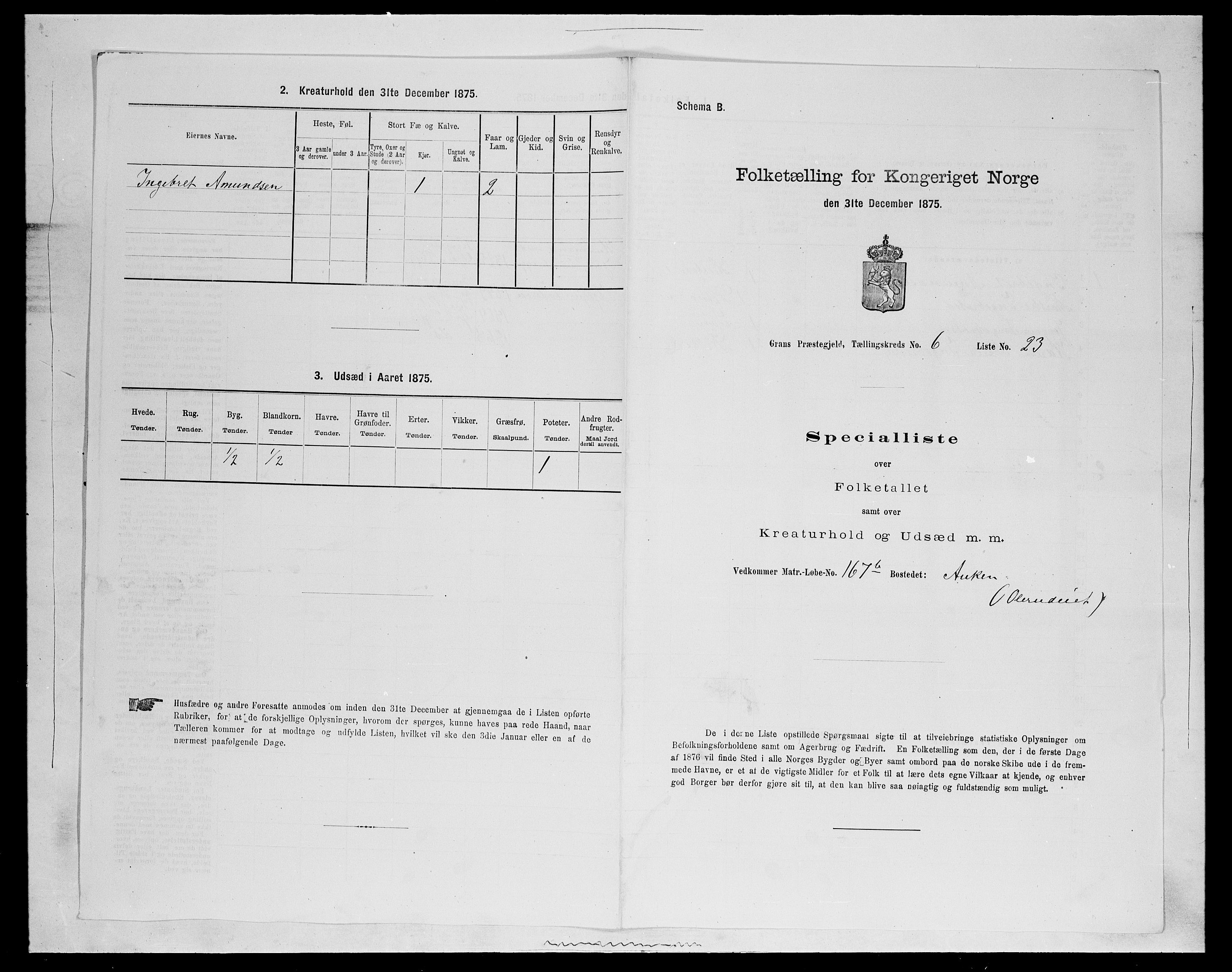 SAH, 1875 census for 0534P Gran, 1875, p. 1065