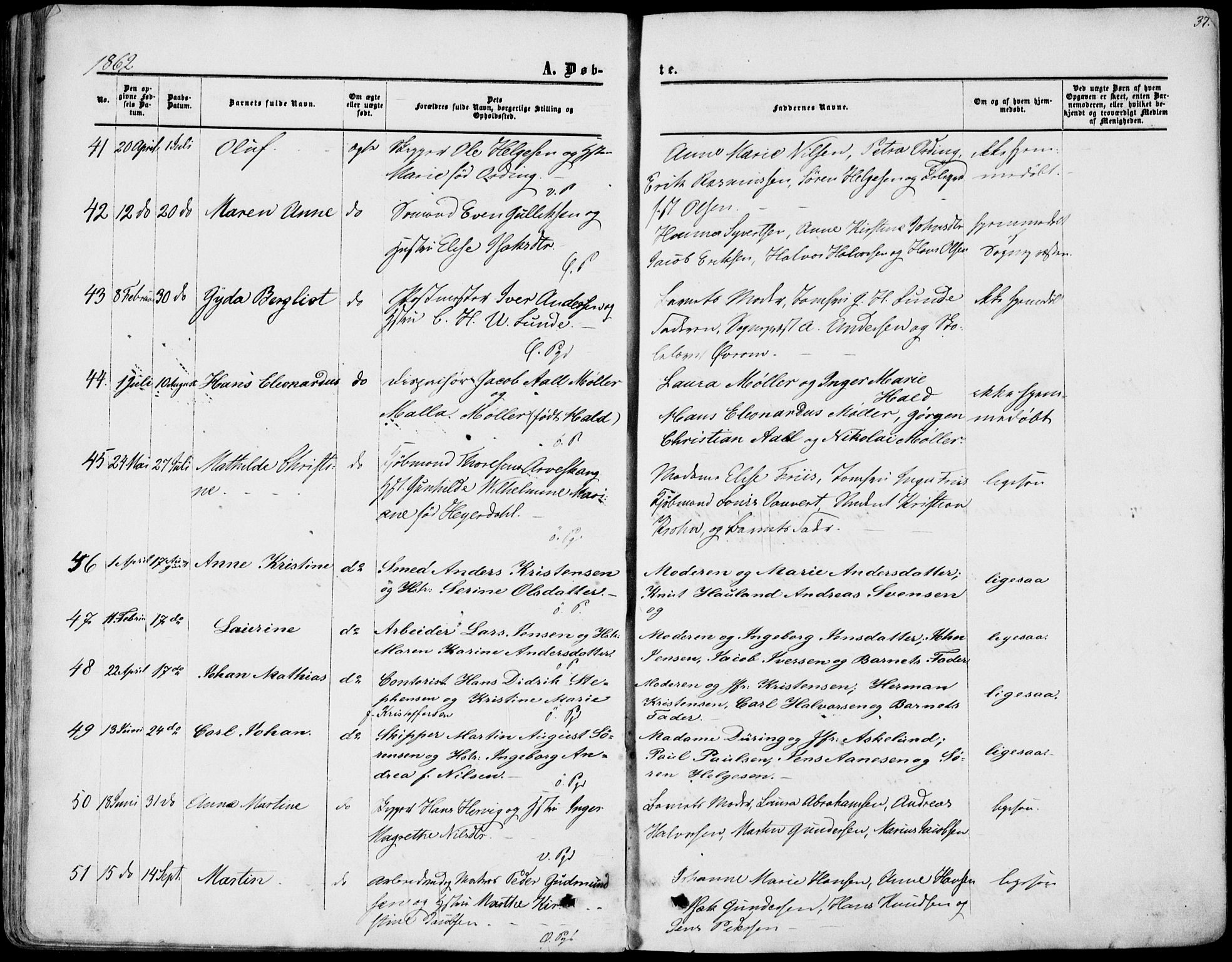 Porsgrunn kirkebøker , AV/SAKO-A-104/F/Fa/L0007: Parish register (official) no. 7, 1858-1877, p. 37