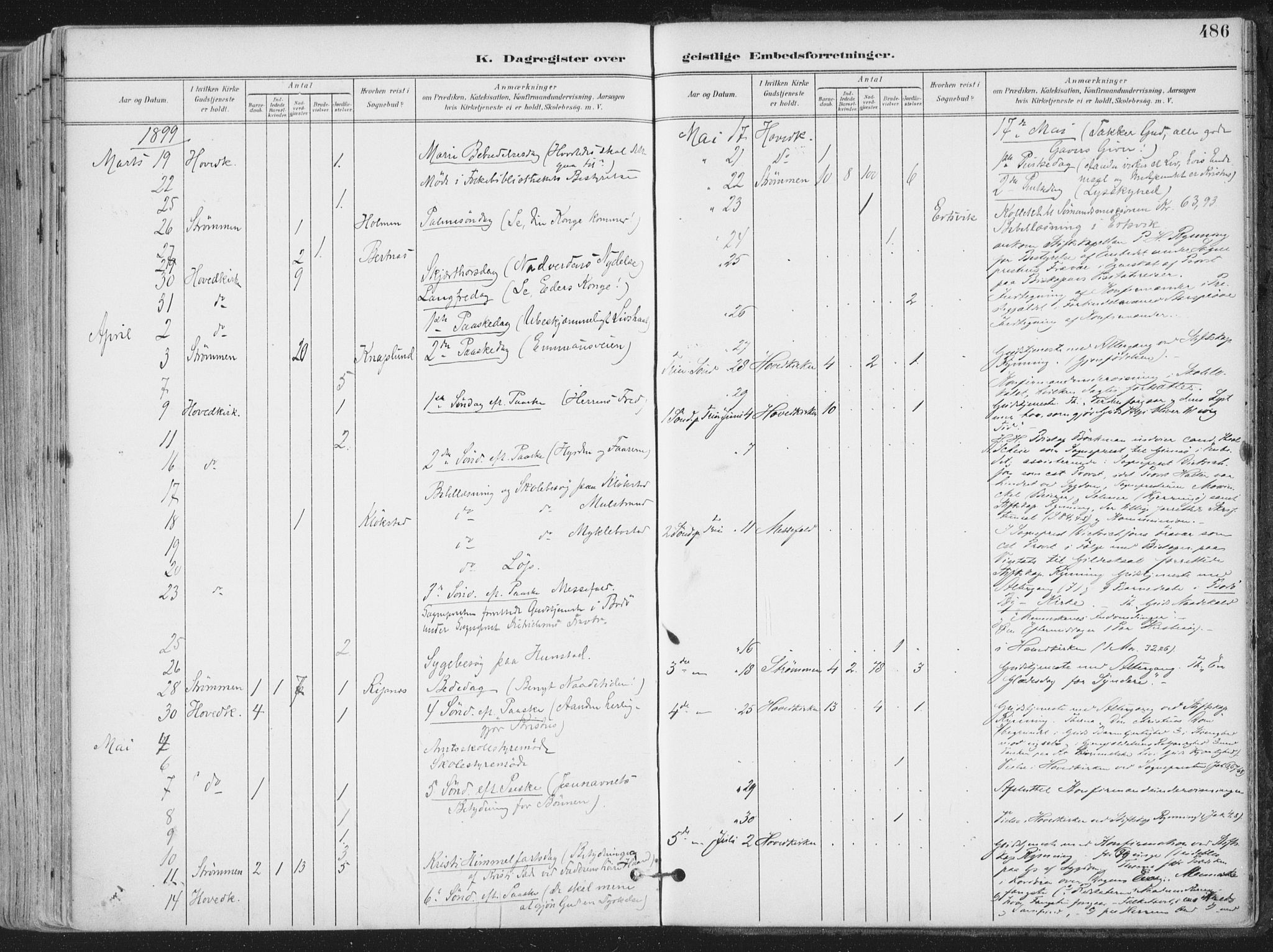 Ministerialprotokoller, klokkerbøker og fødselsregistre - Nordland, AV/SAT-A-1459/802/L0055: Parish register (official) no. 802A02, 1894-1915, p. 486