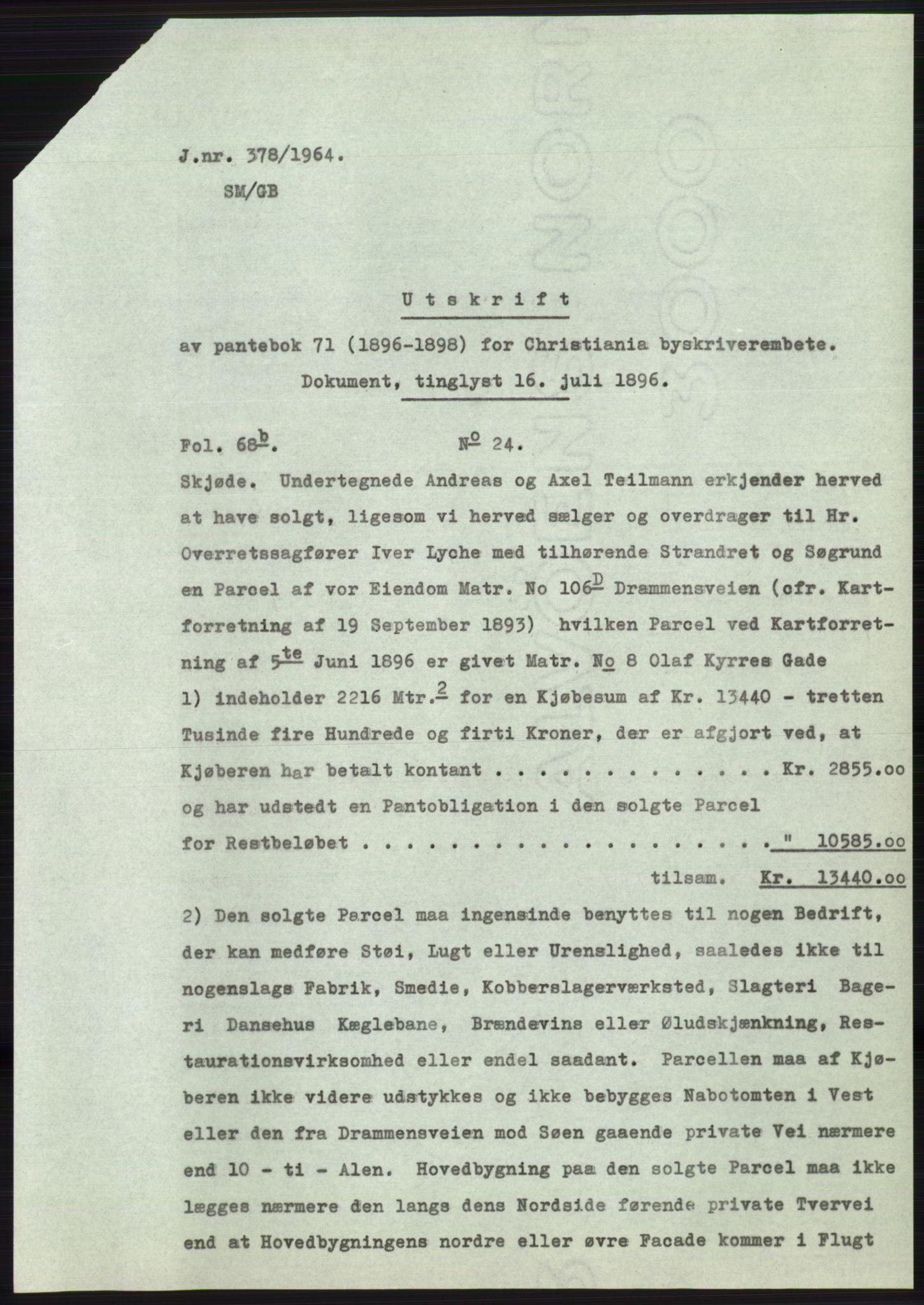 Statsarkivet i Oslo, SAO/A-10621/Z/Zd/L0019: Avskrifter, j.nr 4-893/1964, 1964, p. 177
