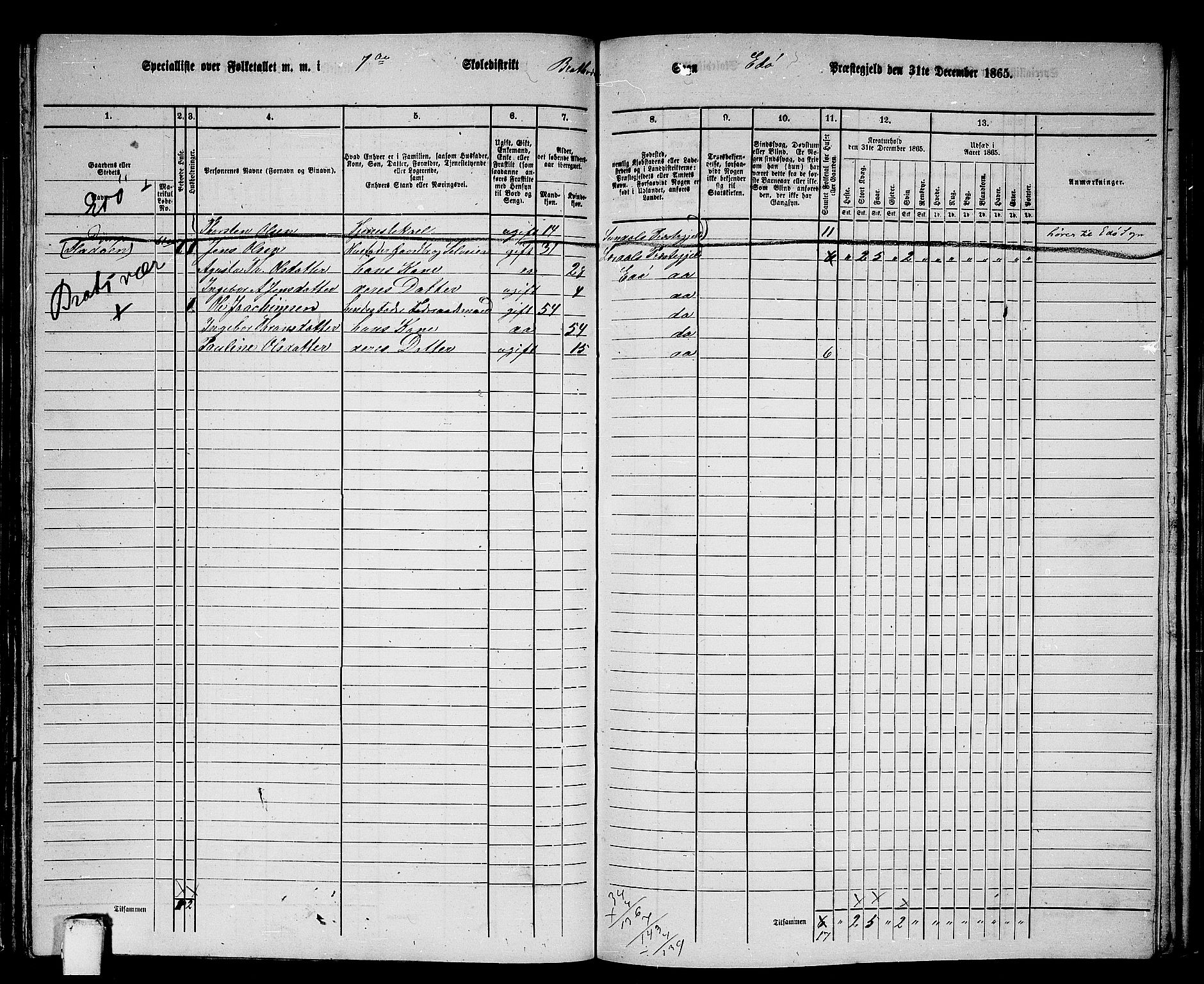 RA, 1865 census for Edøy, 1865, p. 118